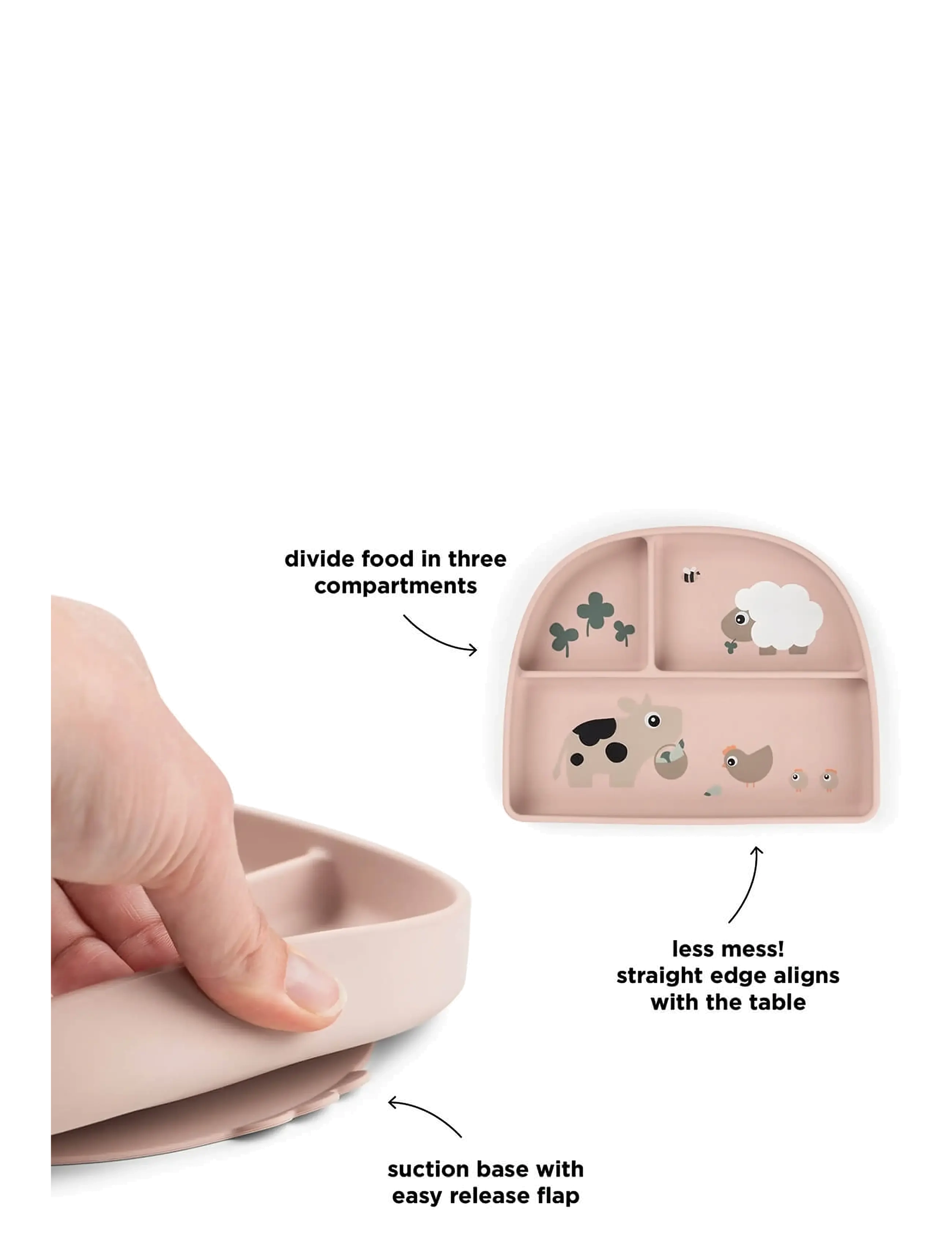 Done by Deer - Stick&Stay compartment plate Tiny farm Powder - lautaset - powder - 2