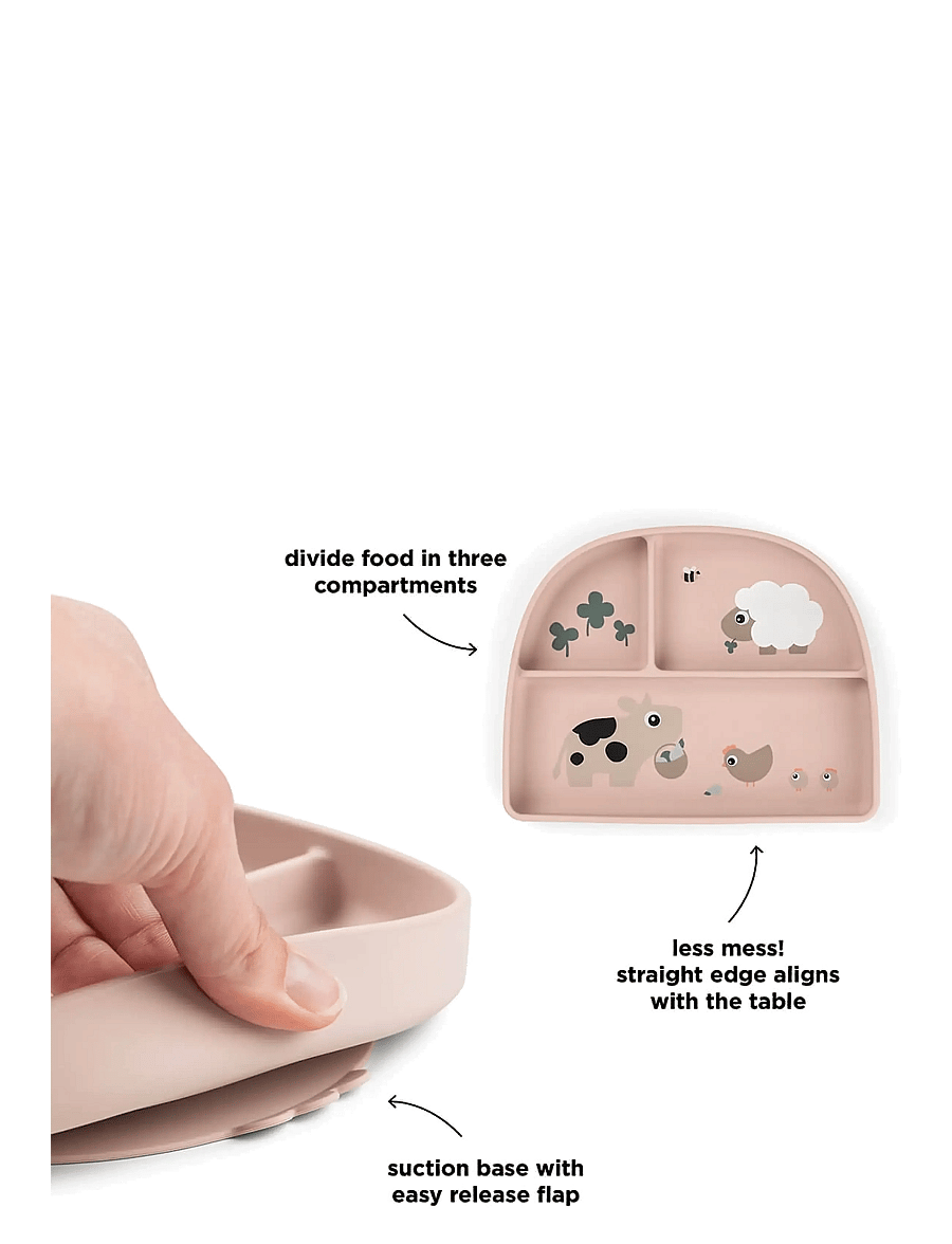 Done by Deer - Stick&Stay compartment plate Tiny farm Powder - lautaset - powder - 2