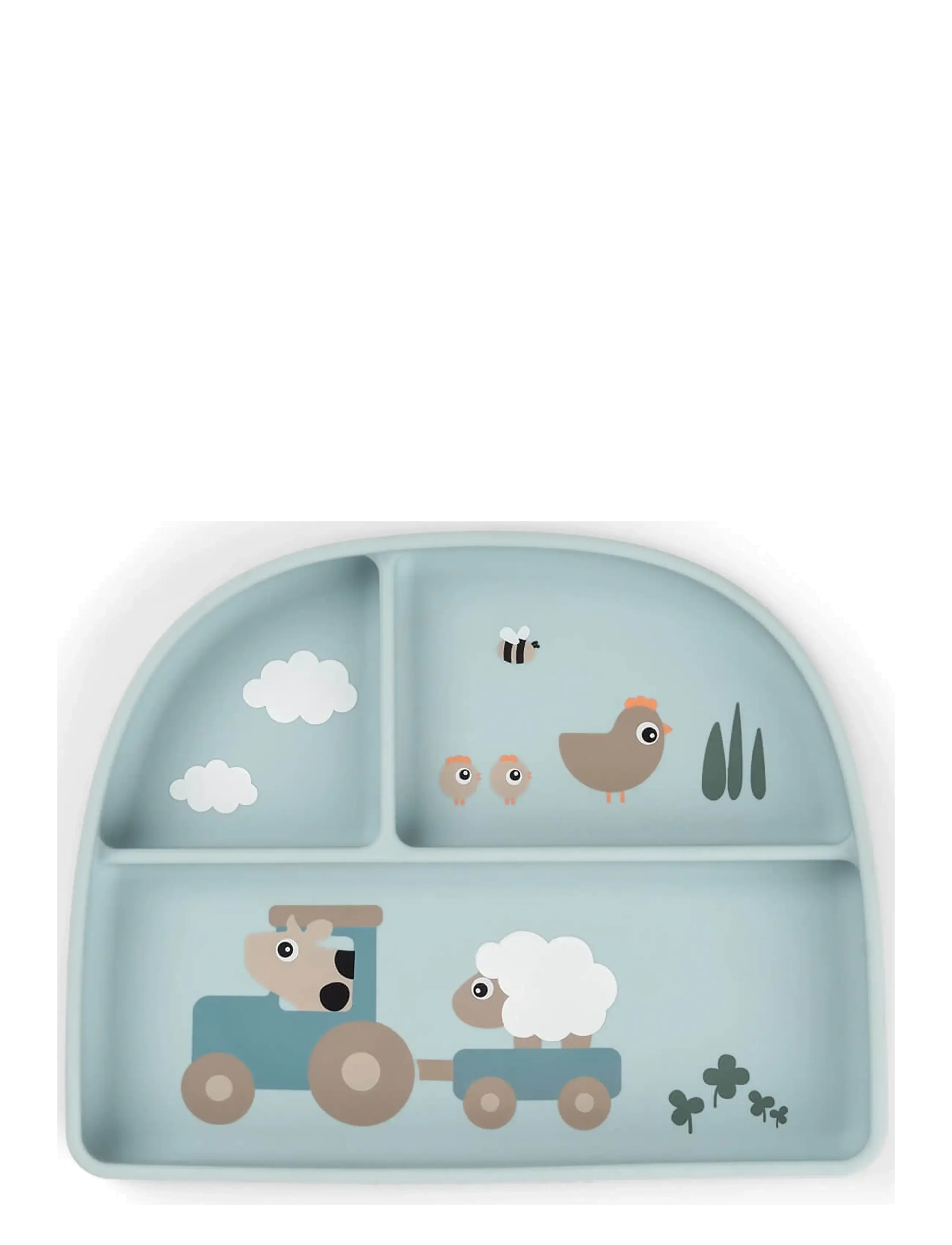 Done by Deer Stick&Stay Compartment Plate Tiny Farm Blue, Plade, Blå, Str: 20X 16X H 3CM