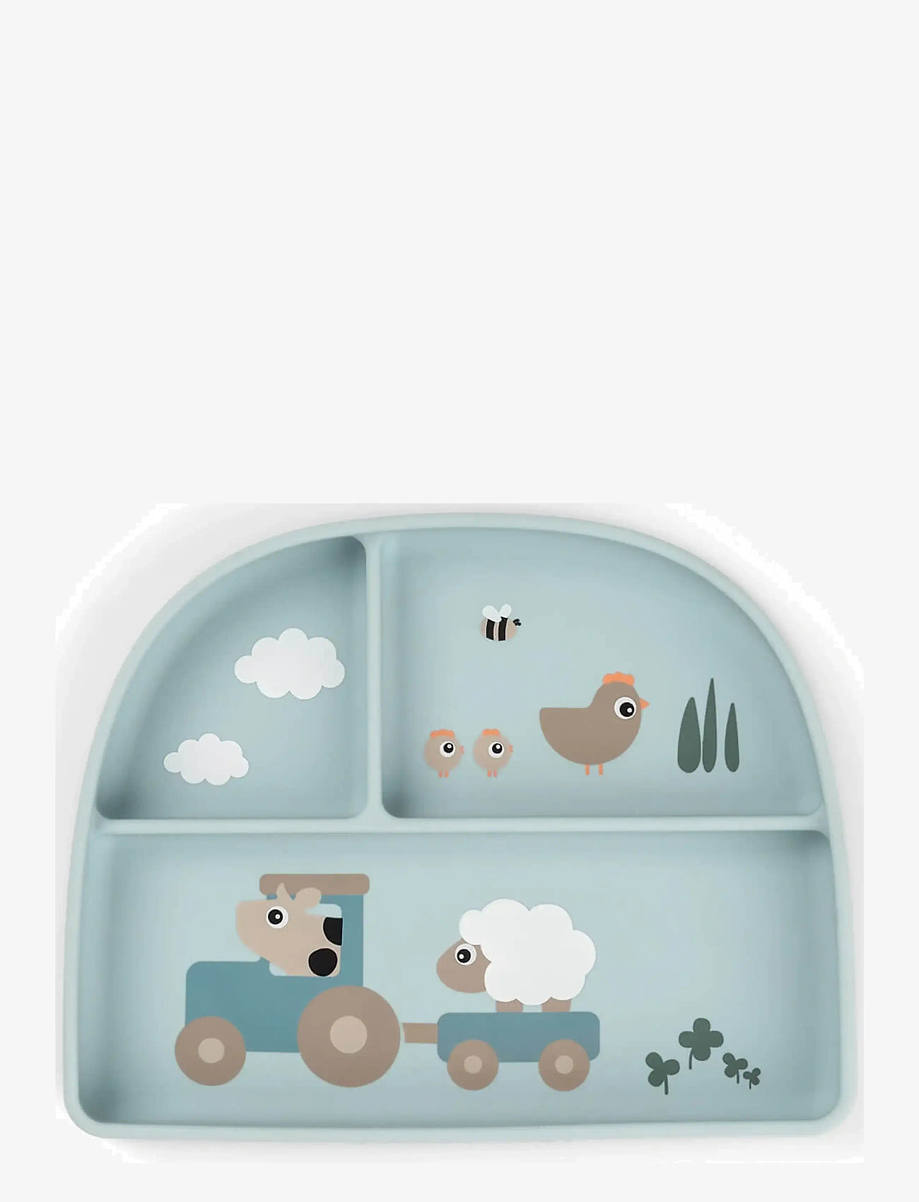 Done by Deer - Stick&Stay compartment plate Tiny farm Blue - tallerkner - blue - 1