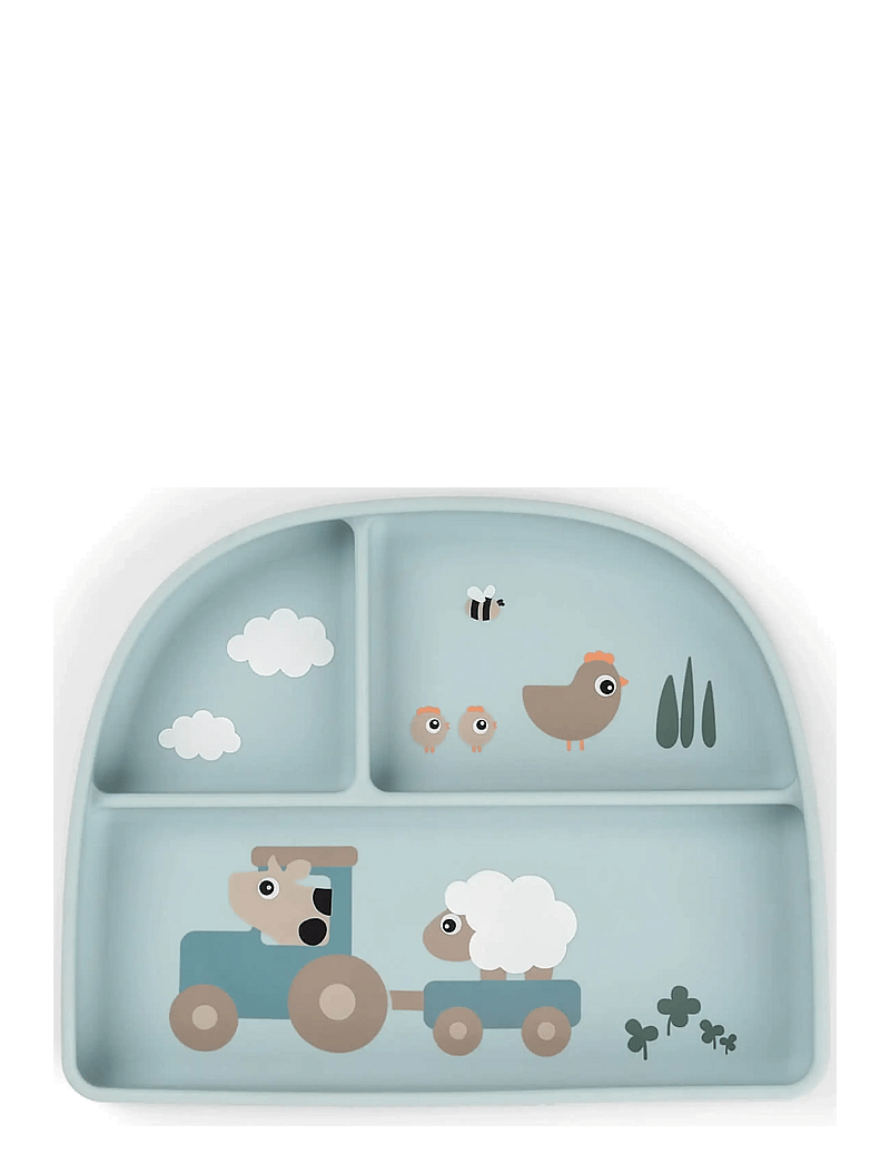 Done by Deer - Stick&Stay compartment plate Tiny farm Blue - teller - blue - 1