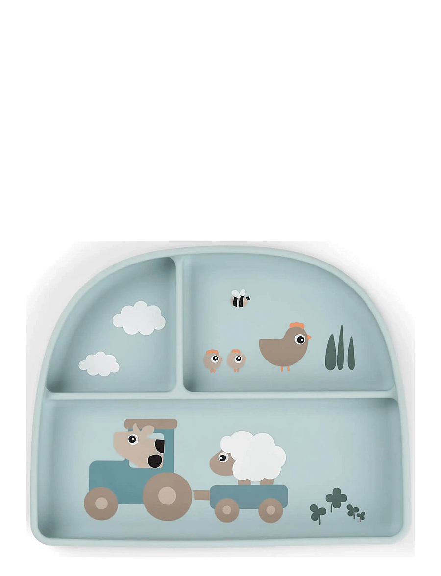 Done by Deer - Stick&Stay compartment plate Tiny farm Blue - teller - blue - 1