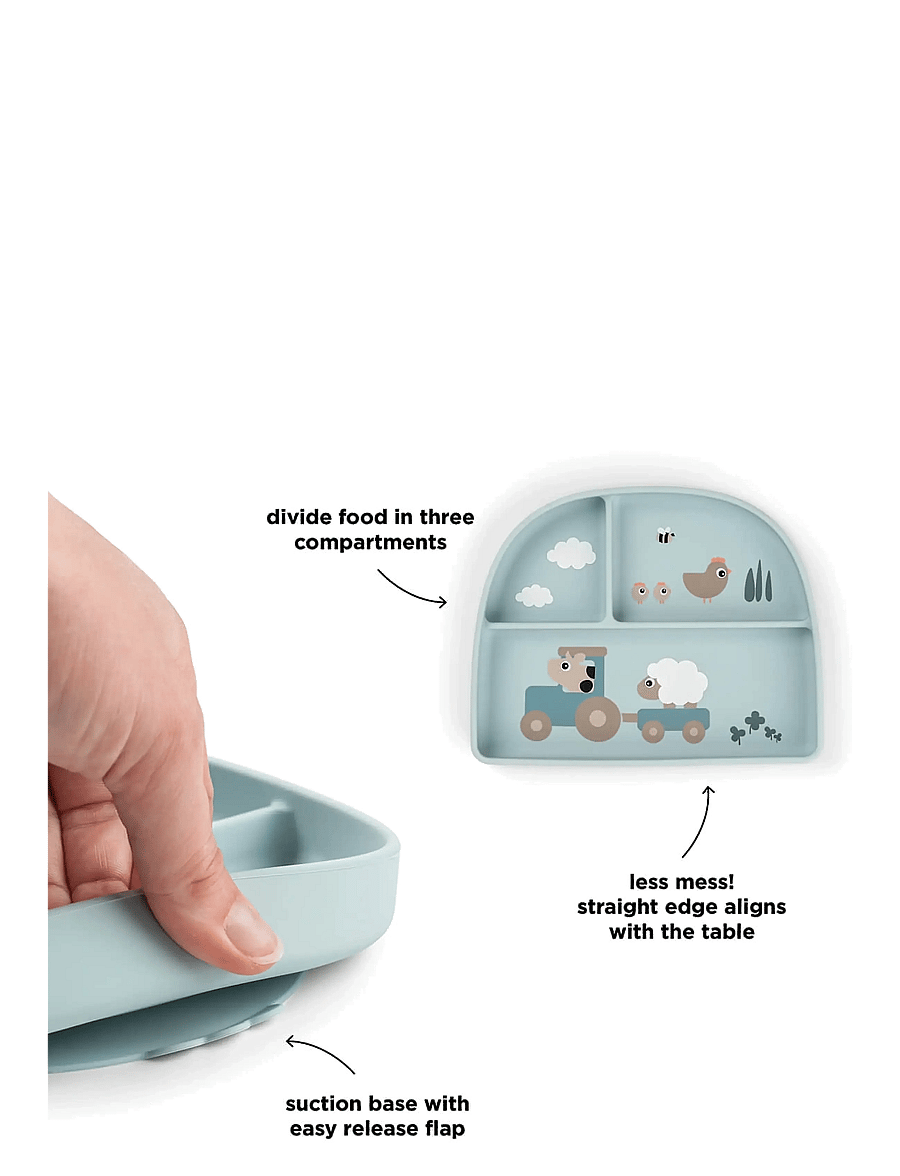 Done by Deer - Stick&Stay compartment plate Tiny farm Blue - teller - blue - 2