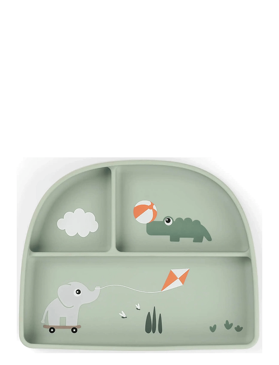 Done by Deer - Stick&Stay compartment plate Playground Green - teller - green - 1