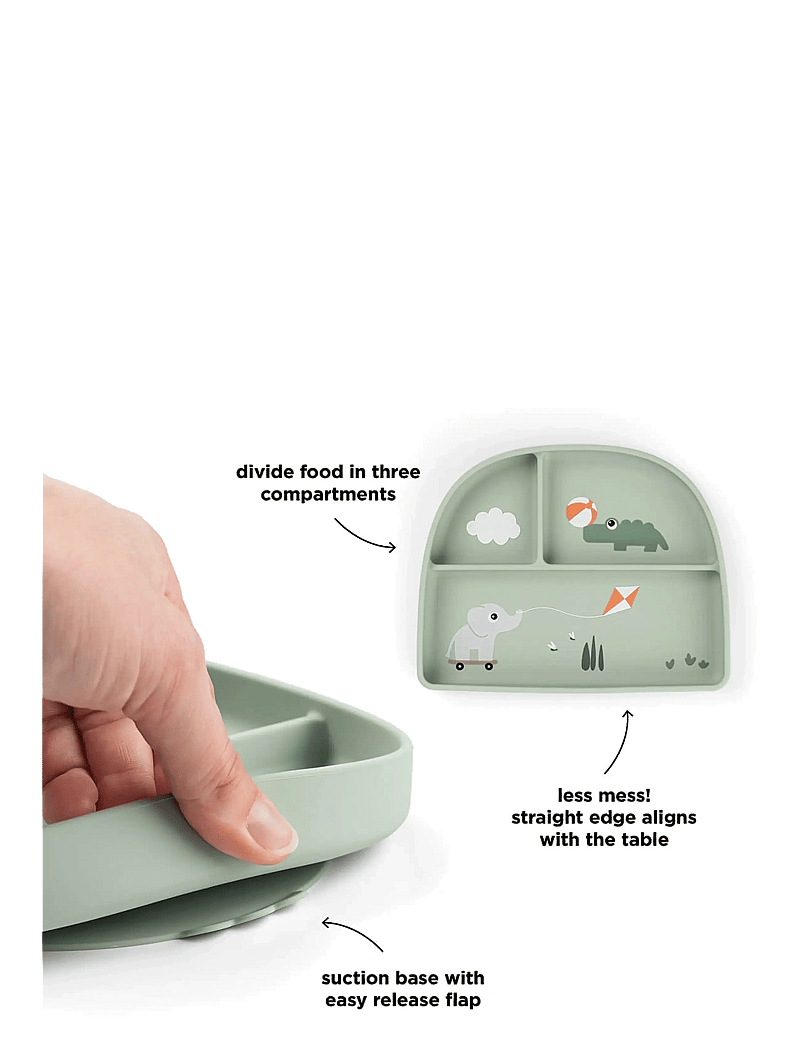 Done by Deer - Stick&Stay compartment plate Playground Green - taldrikud - green - 2