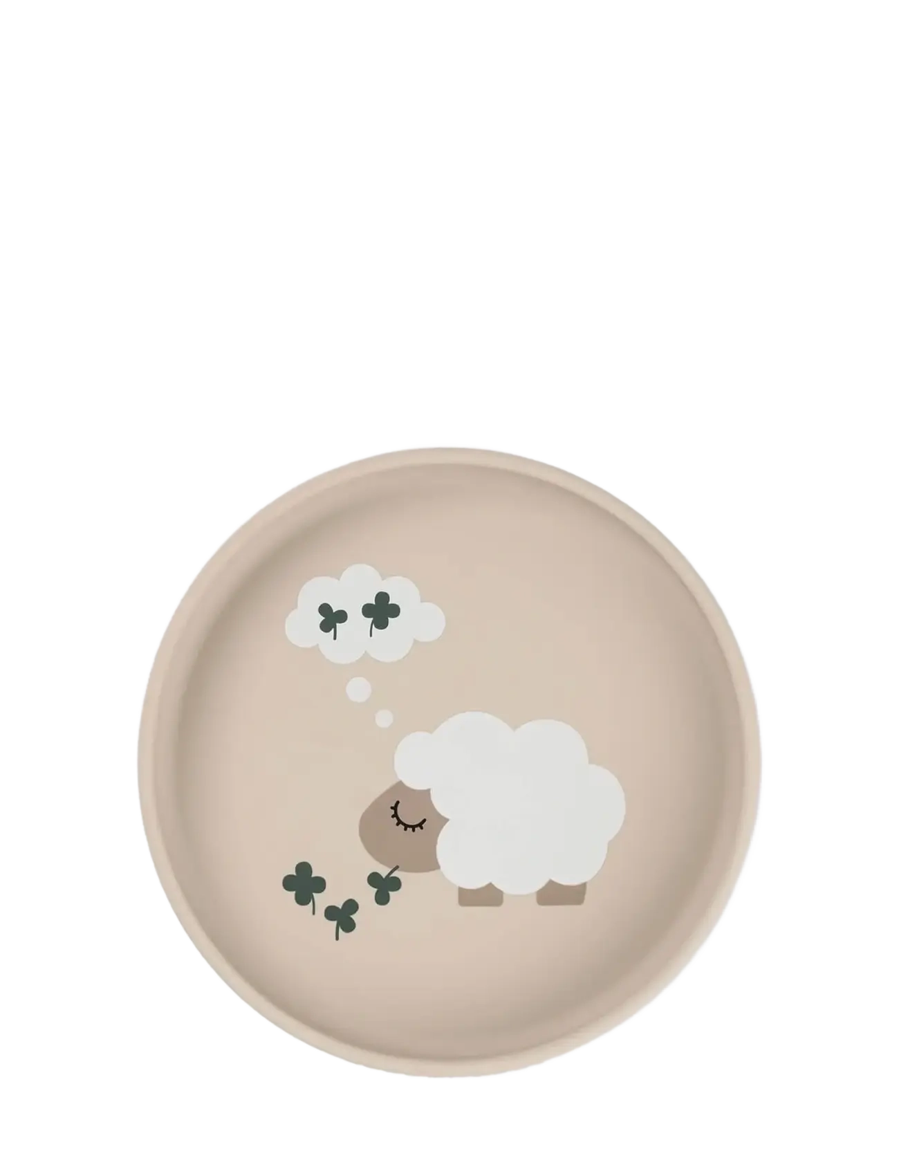 Done by Deer Silicone Stick&Stay Plate Tiny Farm Sand, Plade, Beige, Str: Ø 18X H 3CM