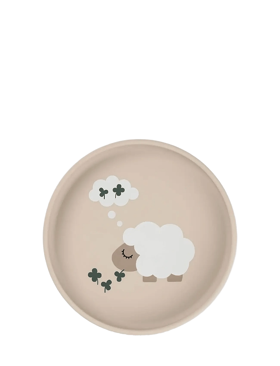Done by Deer - Silicone Stick&Stay plate Tiny farm Sand - tallrikar - sand - 1