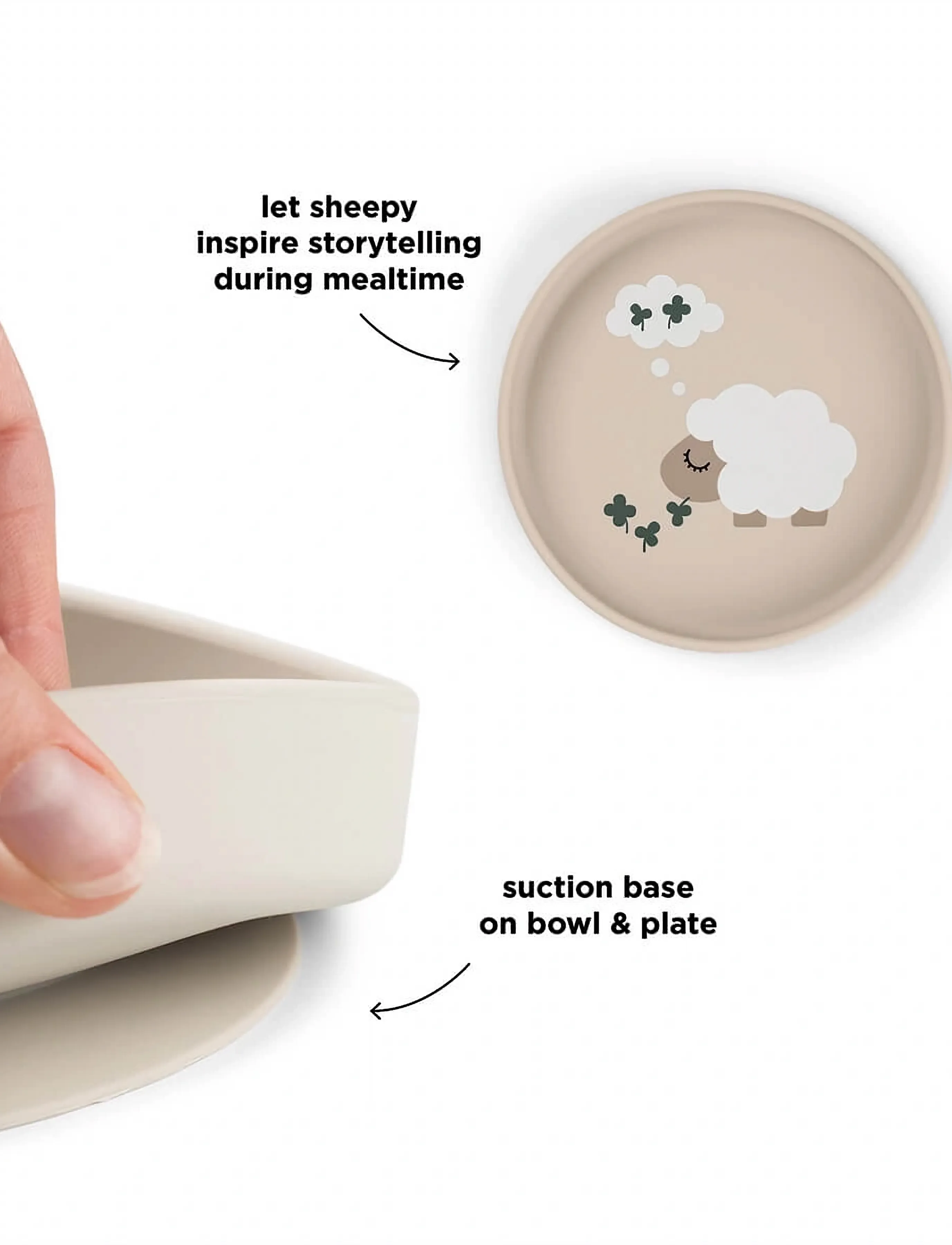 Done by Deer - Silicone Stick&Stay plate Tiny farm Sand - plates - sand - 3