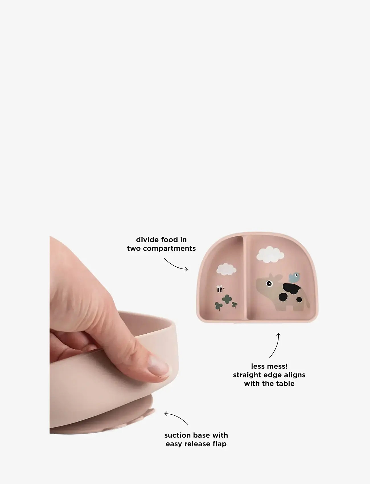 Done by Deer - Stick&Stay compartment bowl Tiny farm Powder - taldrikud - powder - 2