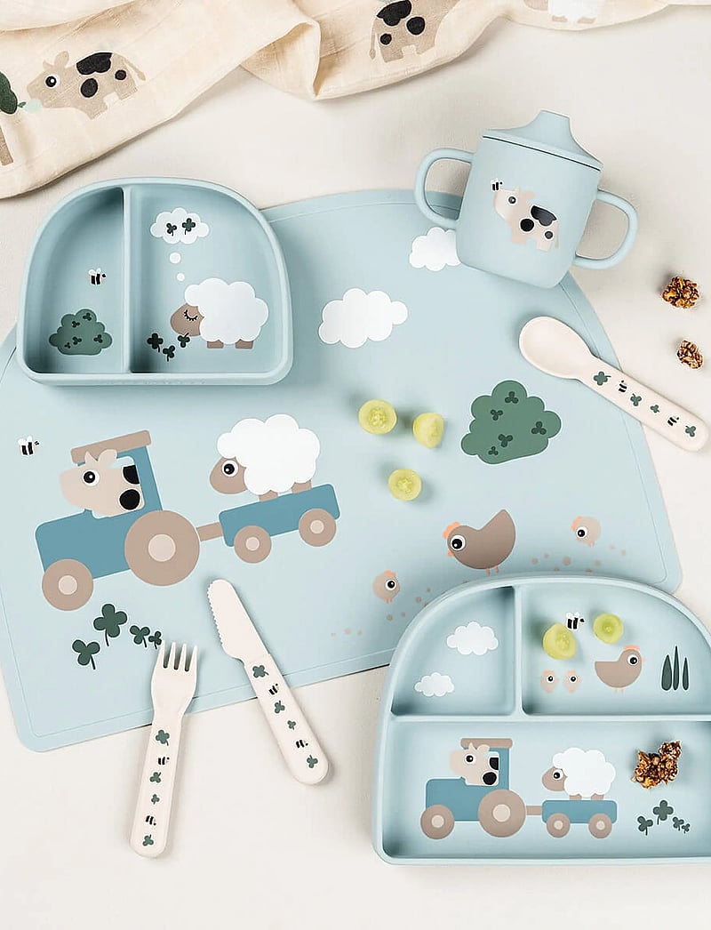 Done by Deer - Stick&Stay compartment bowl Tiny farm Blue - tallrikar - blue - 3