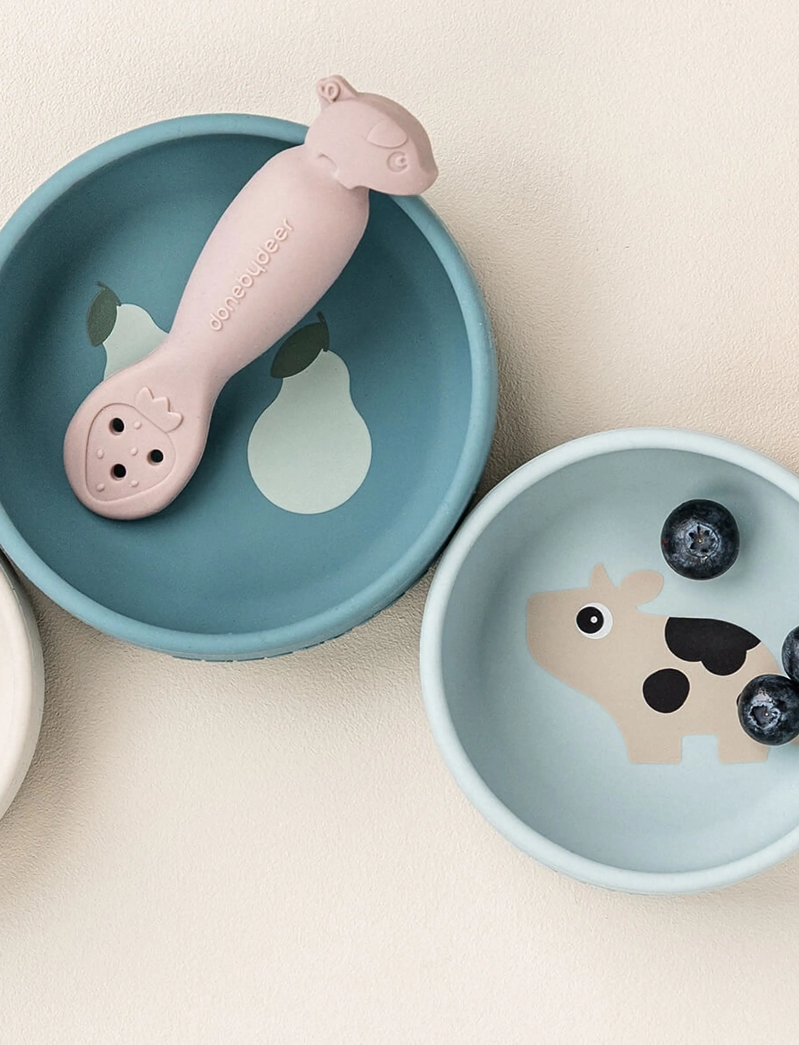 Done by Deer - Silicone bowl set 2 pcs Dotti Blue - skåler - blue - 3