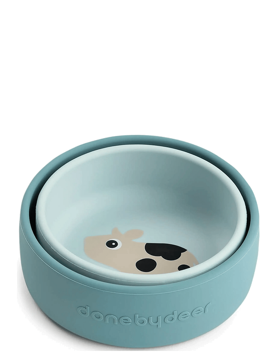 Done by Deer - Silicone bowl set 2 pcs Dotti Blue - skåler - blue - 2