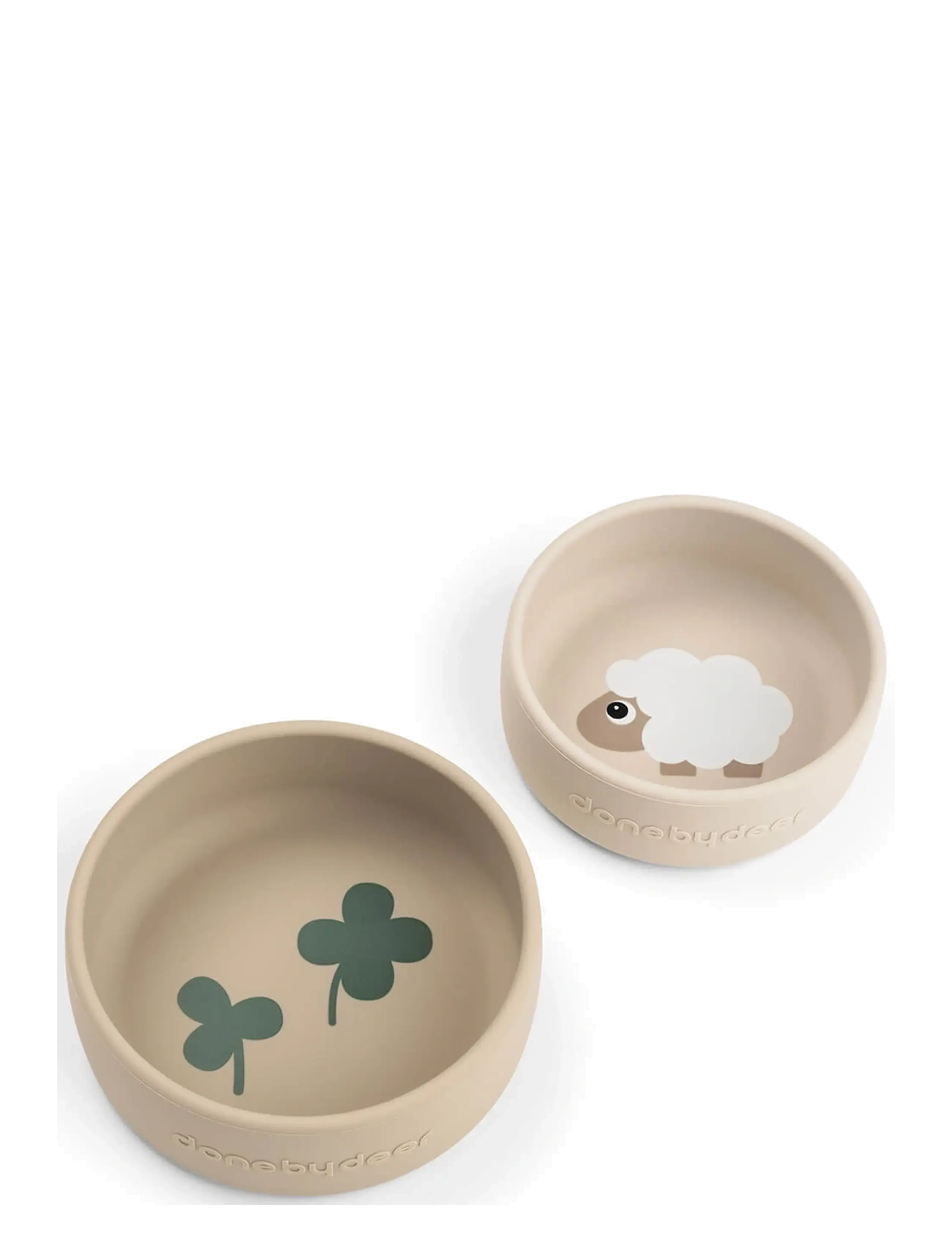Done by Deer Silicone Bowl Set 2 Pcs Sheepy Sand, Skål, Beige, Str: Ø10X H 3.5CM ANDØ8.5X H 3CM