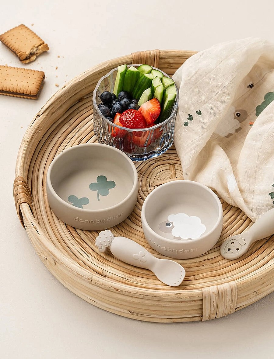 Done by Deer - Silicone bowl set 2 pcs Sheepy Sand - tallrikar & skålar - sand - 3