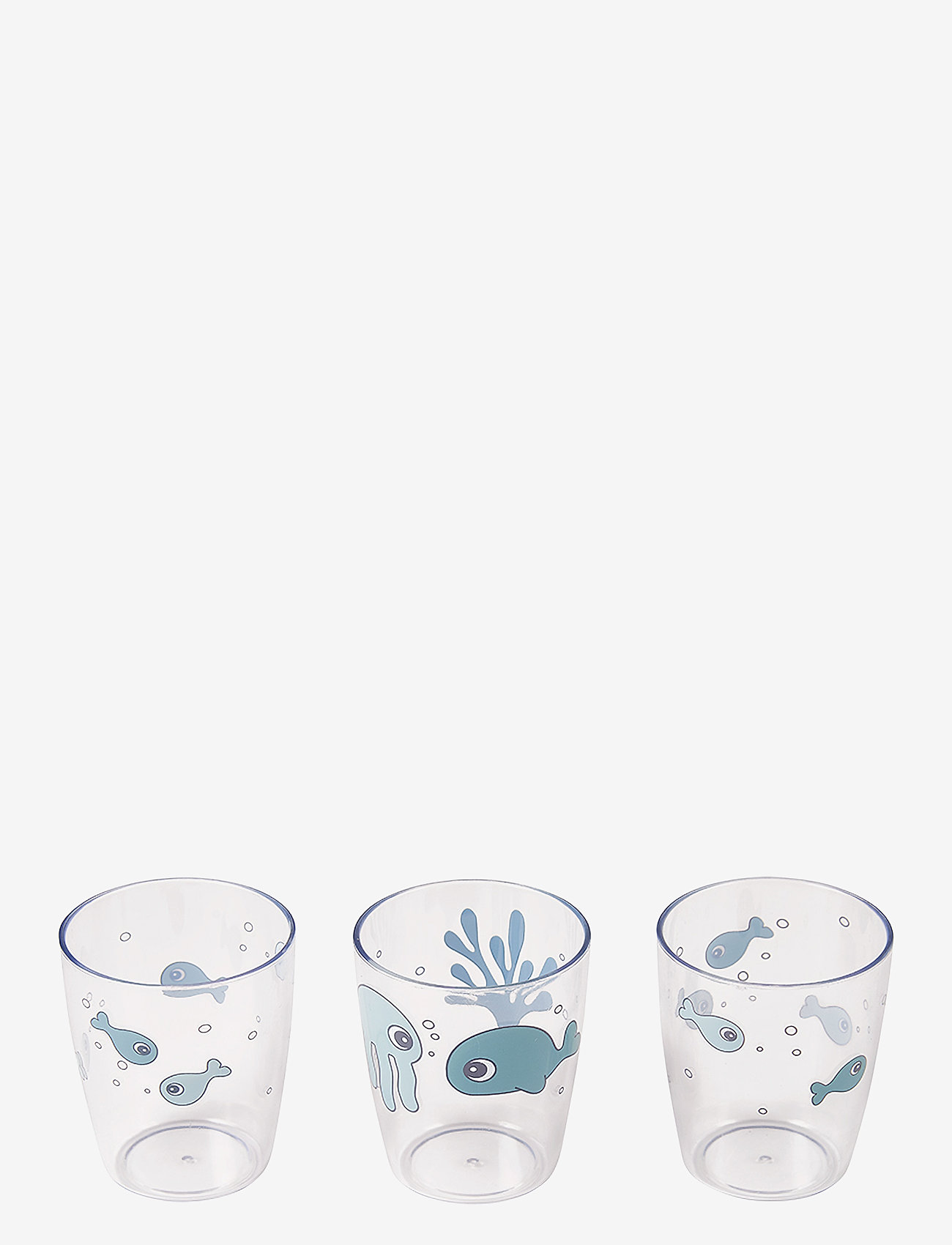 Done by Deer - Yummy mini glass 3 pcs Sea friends Blue - serveringsset - blue - 0