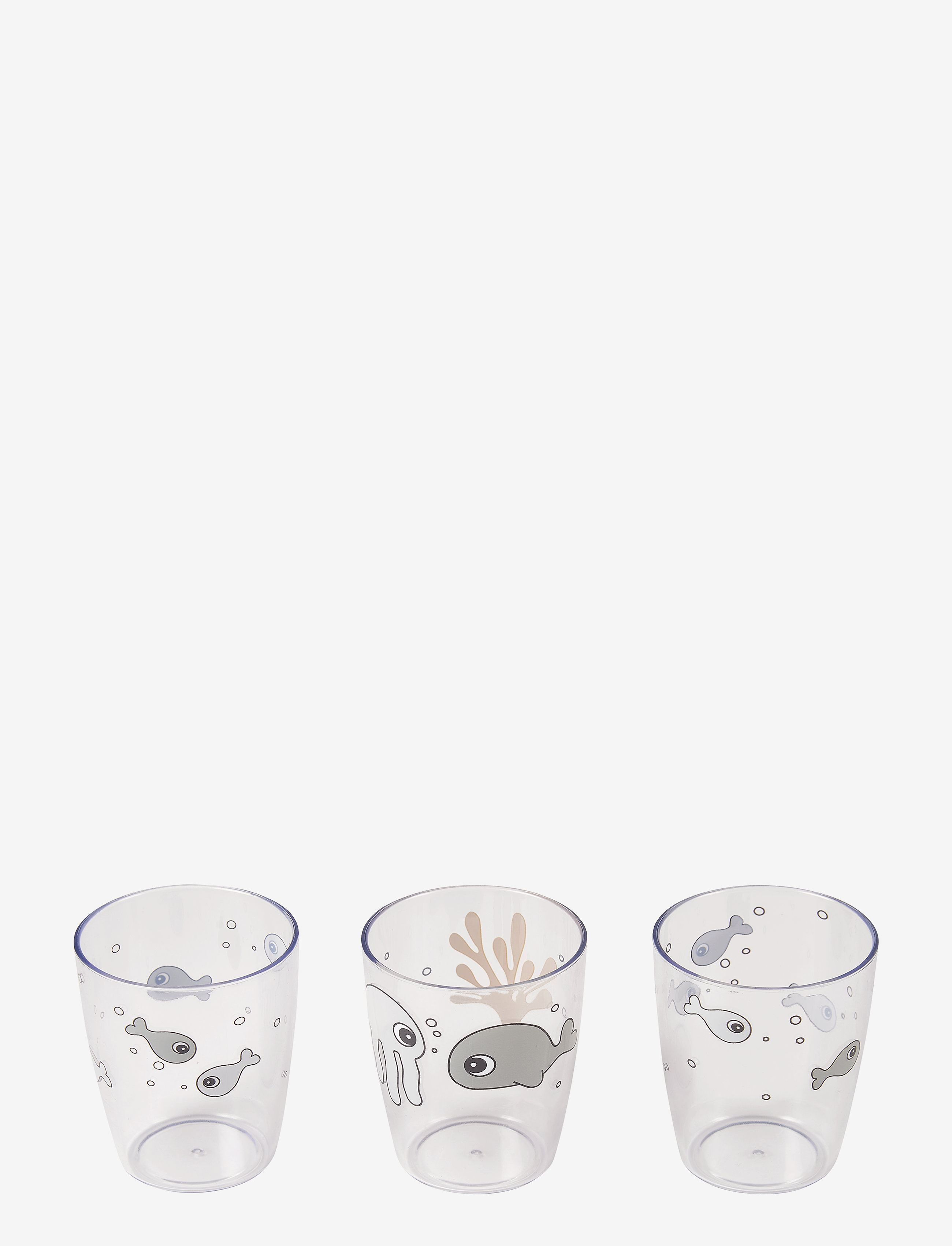 Done by Deer Yummy mini glass 3 pcs Sea friends Mustard/Grey - 4 for 3 - MUSTARD/GREY / grey