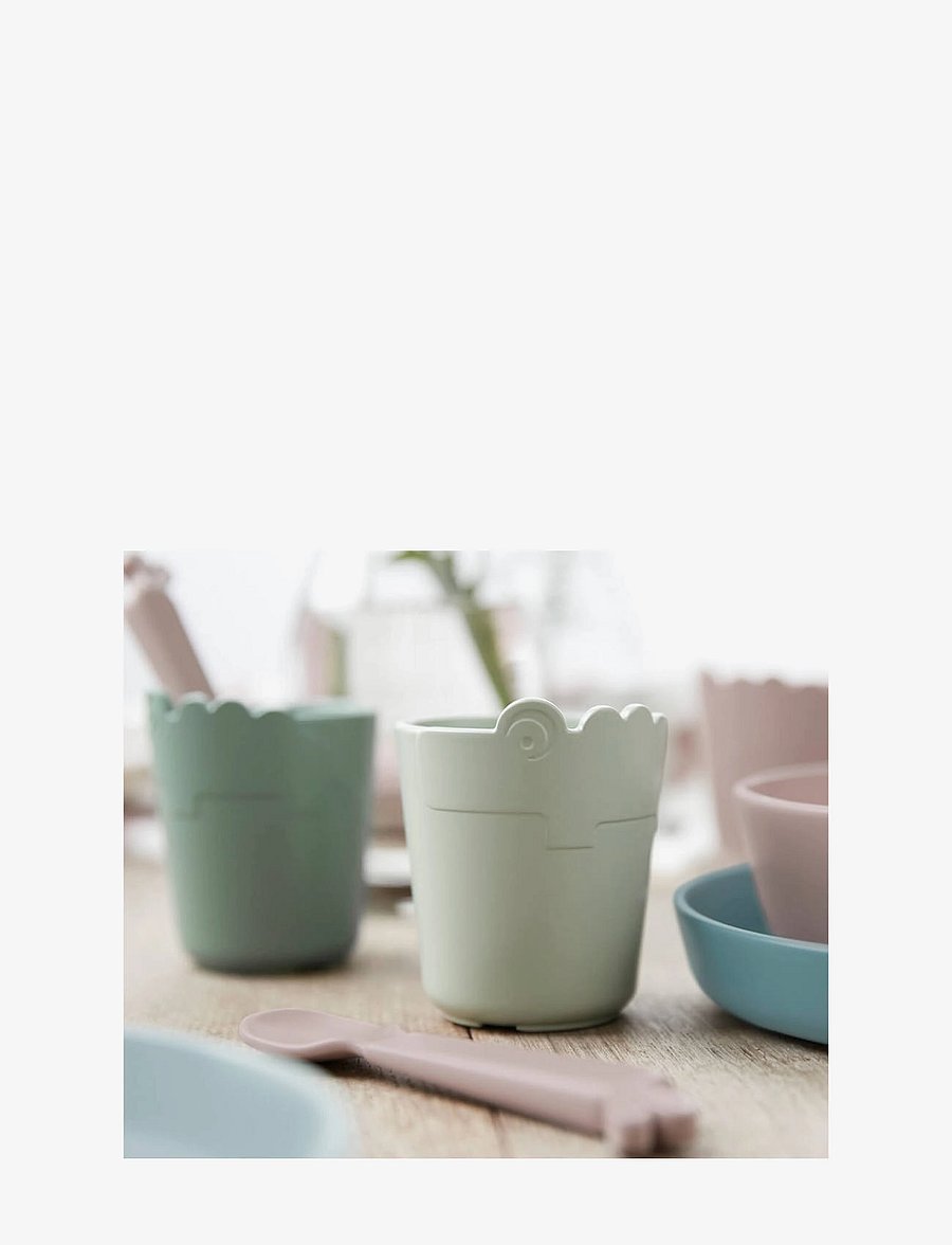 Done by Deer - Kiddish mini mug 2-pack Croco Green - lauanõude komplektid - green - 2