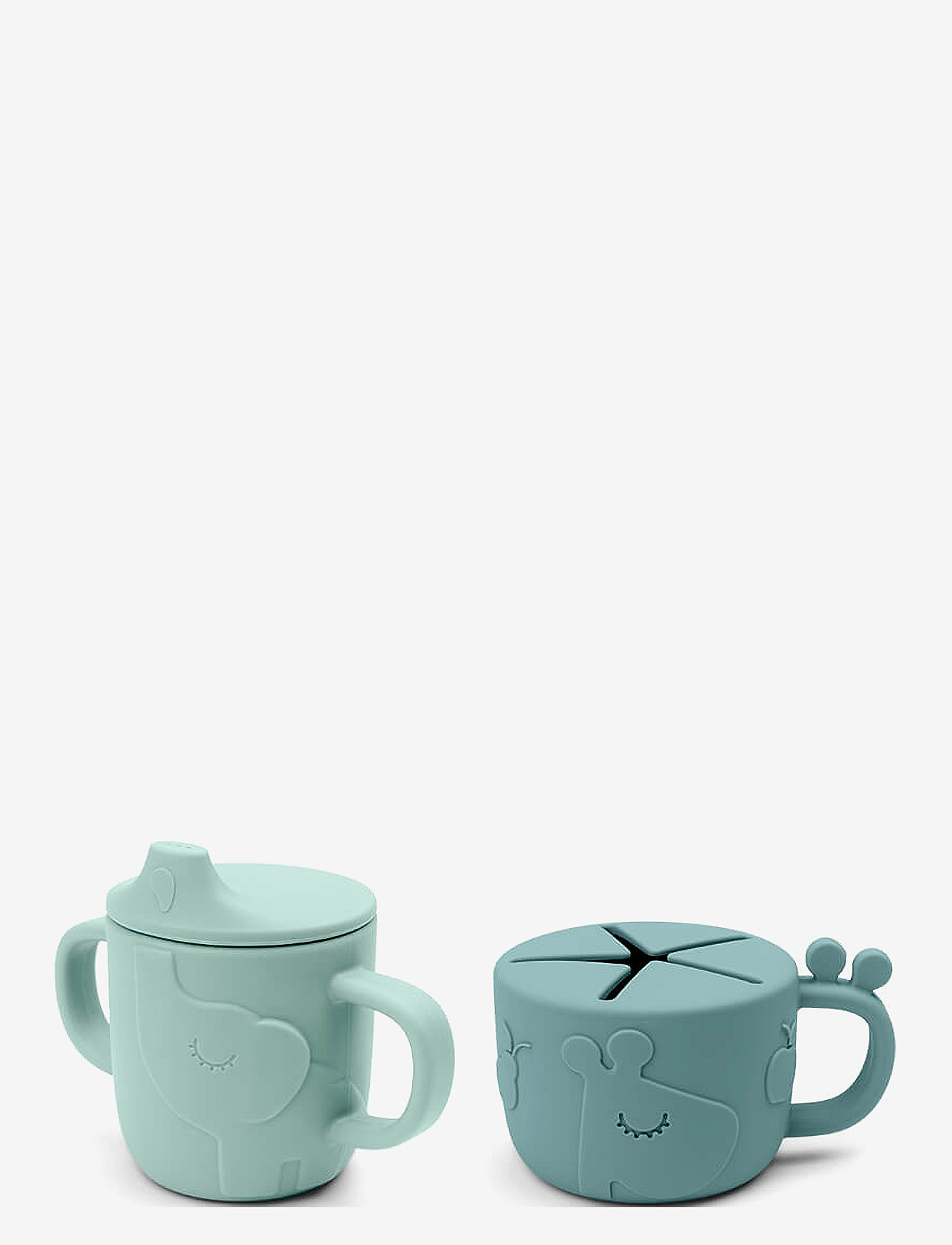 Done by Deer Peekaboo Spout/Snack Cup Set Friends Blue, One Size, Baby Feeding, Blau - Sippy Cups, Kinder