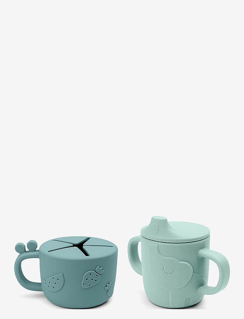 Done by Deer - Peekaboo spout/snack cup set Deer friends Blue - schnabeltassen - blue - 1