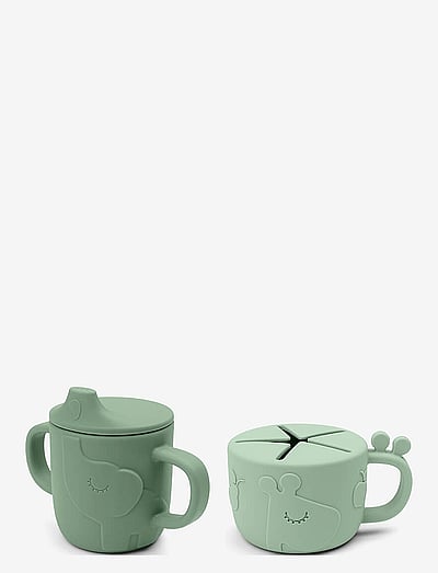 Peekaboo Spout/Snack Cup Set Deer Friends Green - Tudkopper