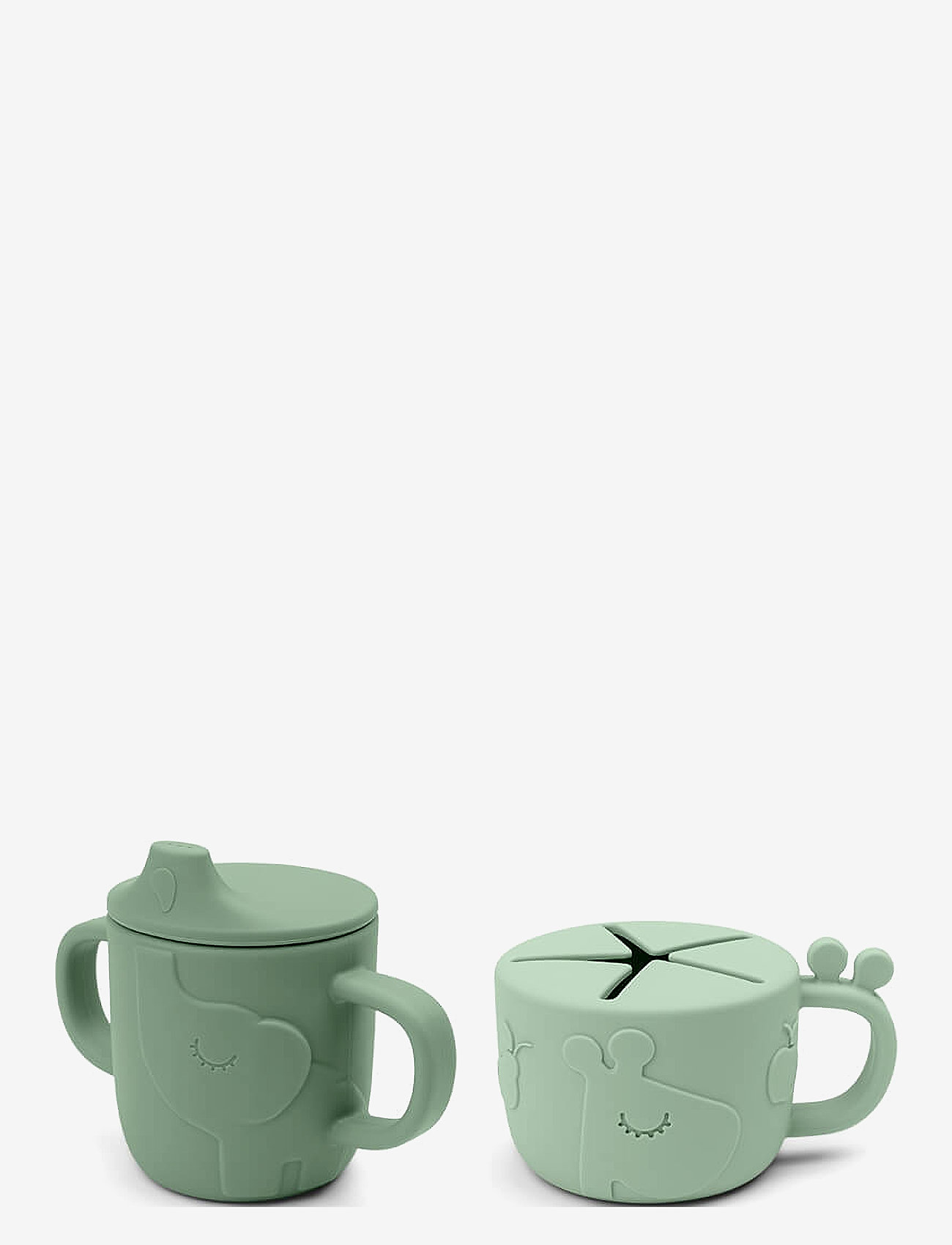 Done by Deer Peekaboo Spout/Snack Cup Set Deer Friends Green, Børn, Tudkop Og Snackkop Sæt, Grøn, Str: ONE SIZE