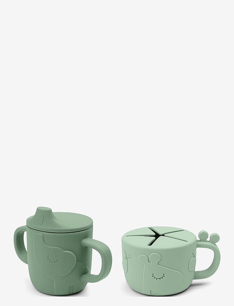 Done by Deer - Peekaboo spout/snack cup set Deer friends Green - drykkjarmál - green - 0