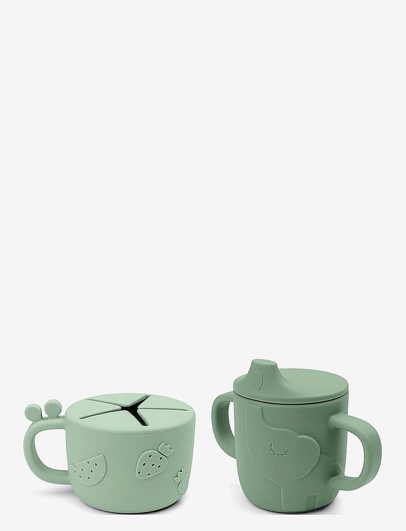 Done by Deer - Peekaboo spout/snack cup set Deer friends Green - drykkjarmál - green - 1