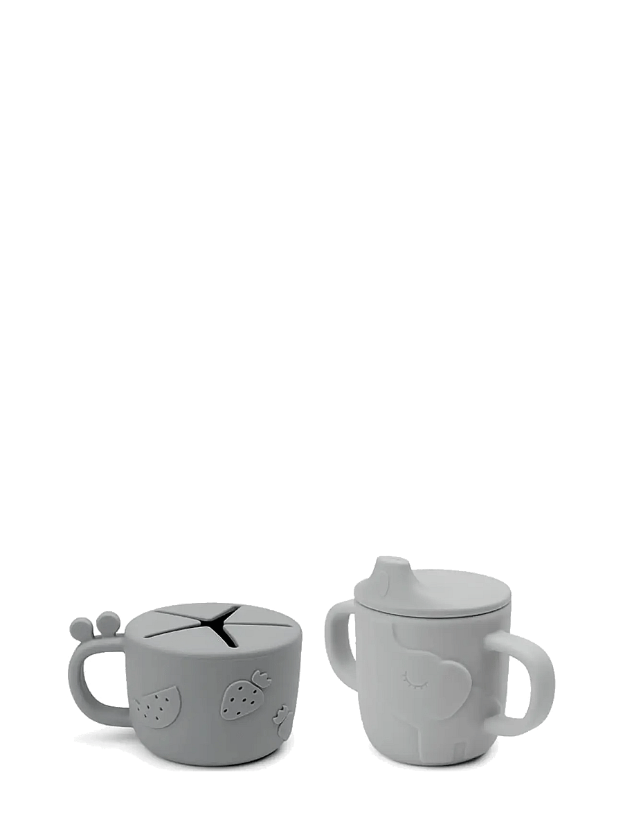 Done by Deer - Peekaboo spout/snack cup set Deer friends Grey - schnabeltassen - grey - 1