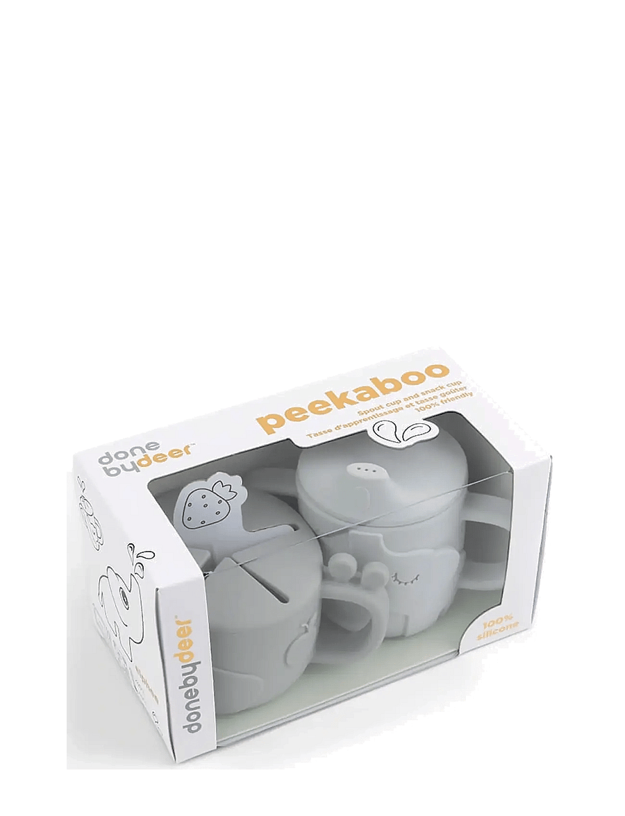 Done by Deer - Peekaboo spout/snack cup set Deer friends Grey - schnabeltassen - grey - 3