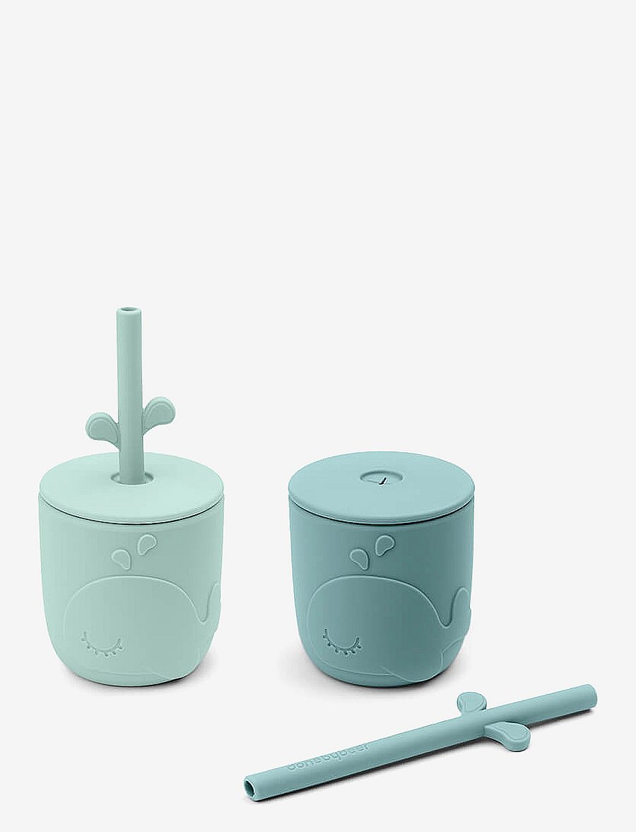 Done by Deer - Peekaboo straw cup 2-pack Wally Blue - pipmuggar - blue - 1