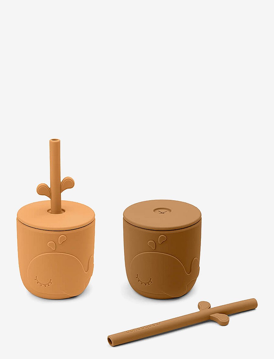 Done by Deer - Peekaboo straw cup 2-pack Wally Mustard - schnabeltassen - mustard - 1