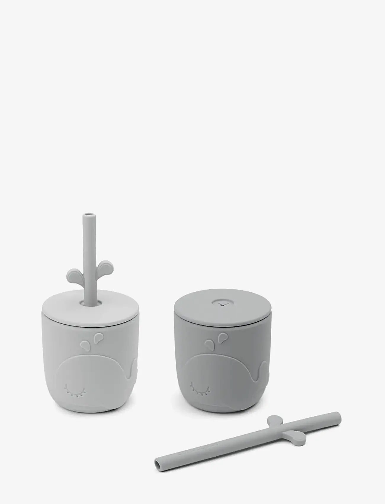 Done by Deer - Peekaboo straw cup 2-pack Wally Grey - tassen & becher - grey - 1