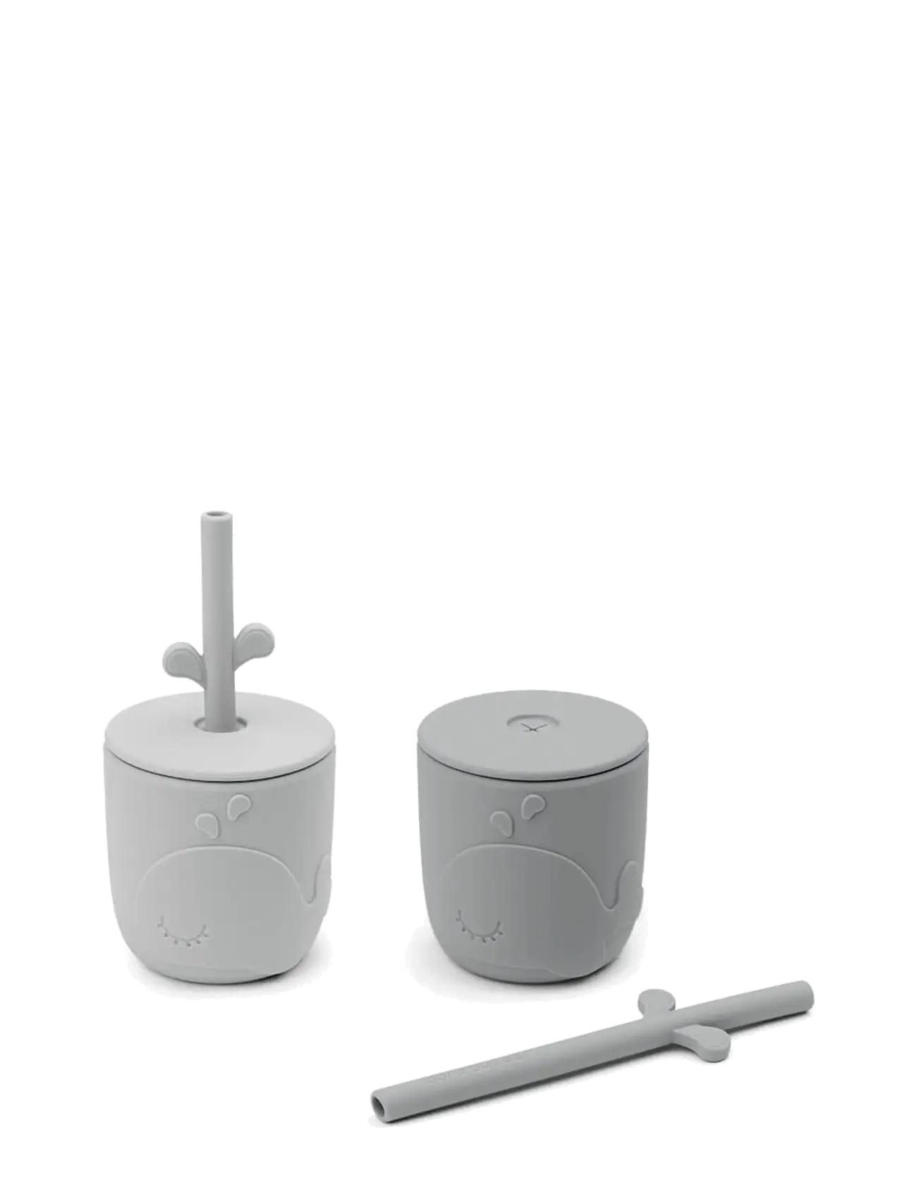 Done by Deer - Peekaboo straw cup 2-pack Wally Grey - cups & mugs - grey - 1