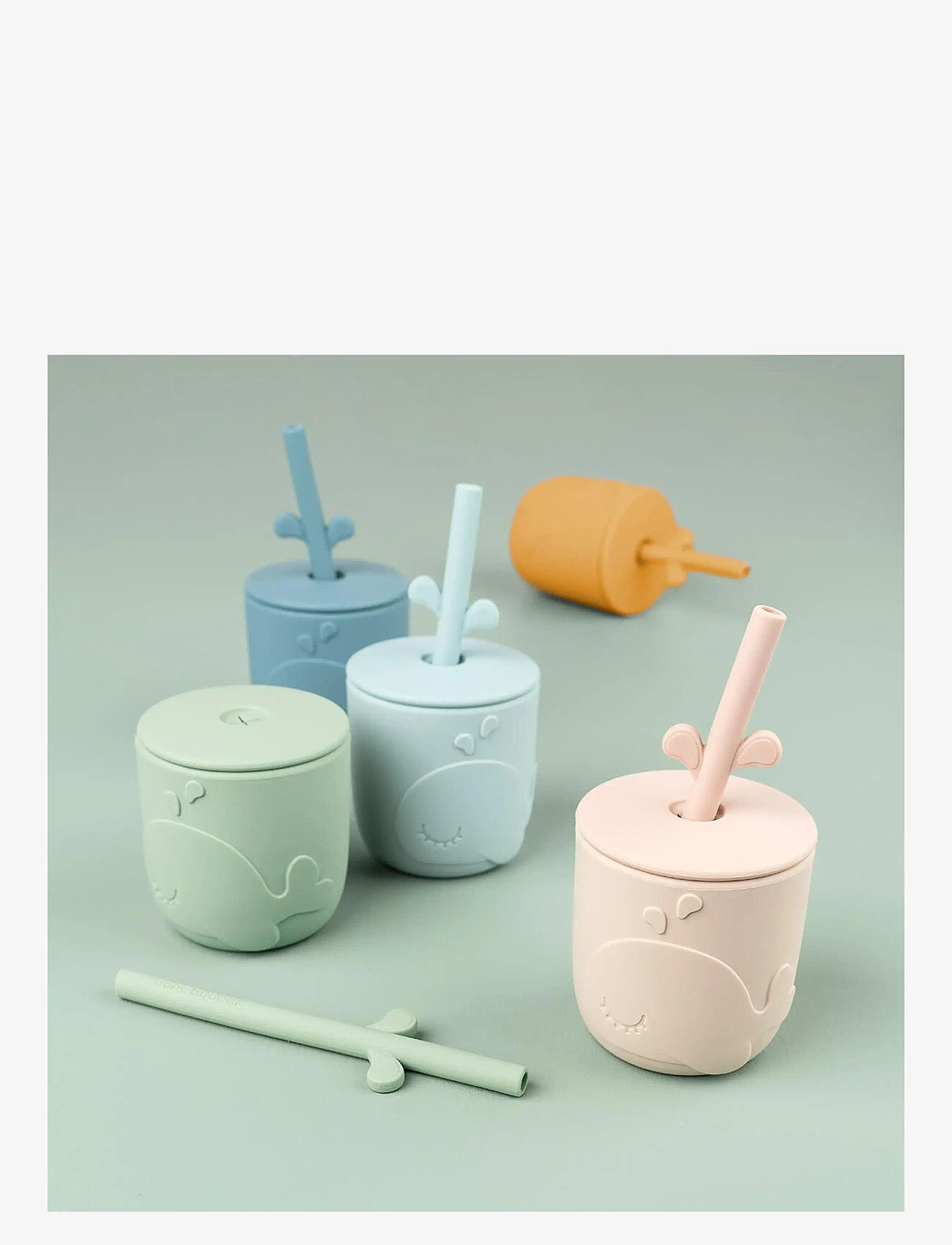 Done by Deer - Peekaboo straw cup 2-pack Wally Grey - tassen & becher - grey - 4