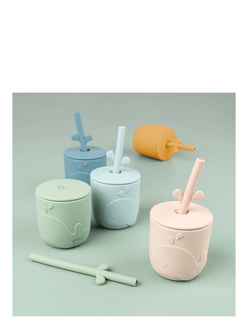 Done by Deer - Peekaboo straw cup 2-pack Wally Grey - tassen & becher - grey - 4