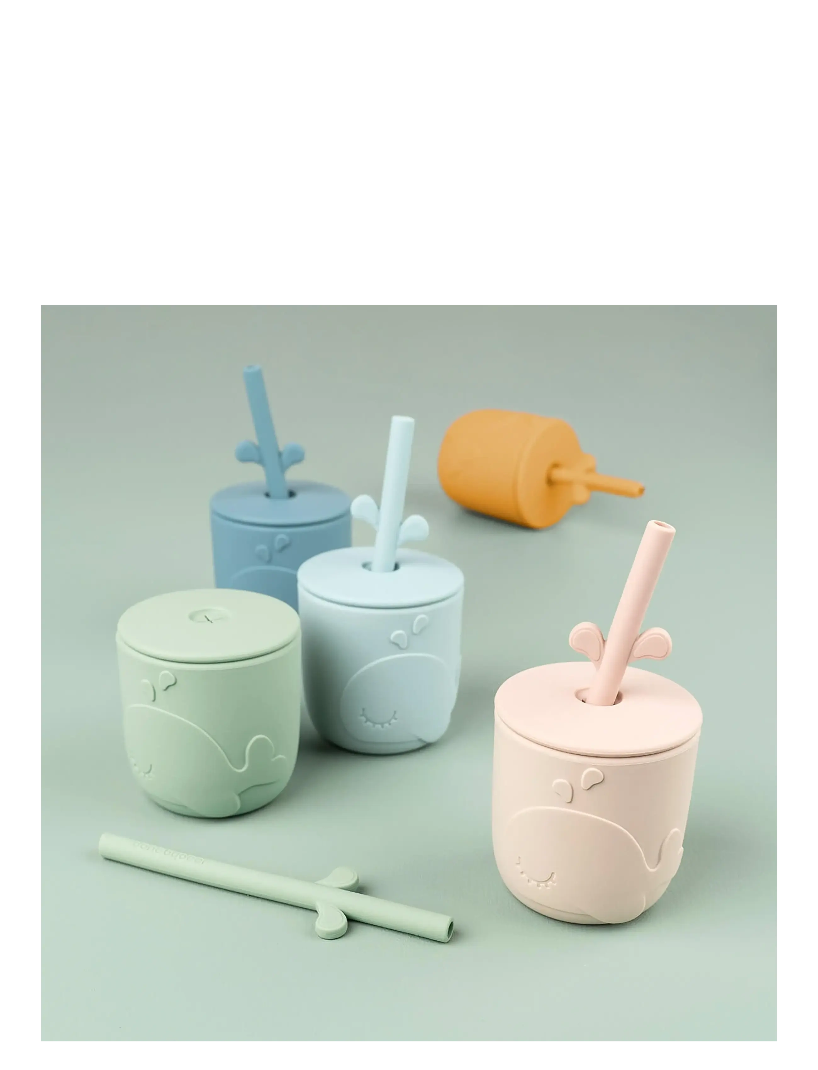 Done by Deer - Peekaboo straw cup 2-pack Wally Grey - cups & mugs - grey - 4