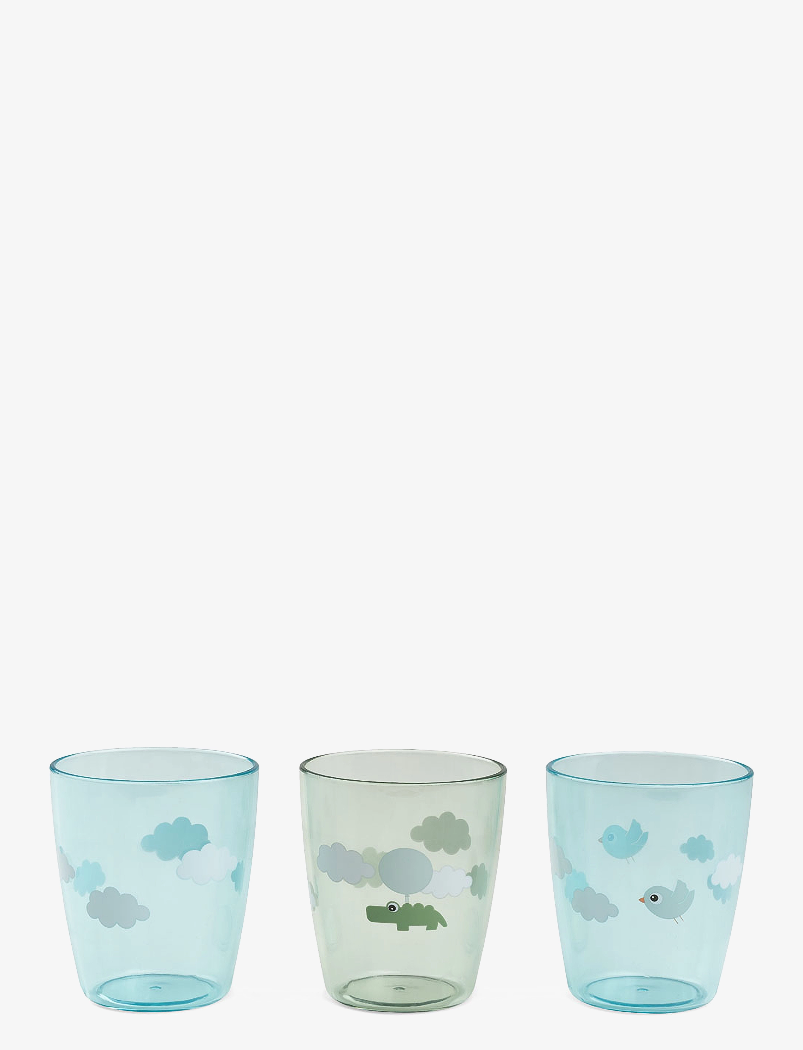 Done by Deer Yummy Mini Glass 3 Pcs Happy Clouds Green, One Size, Blue, Måltid > Kopper & Krus, Børn