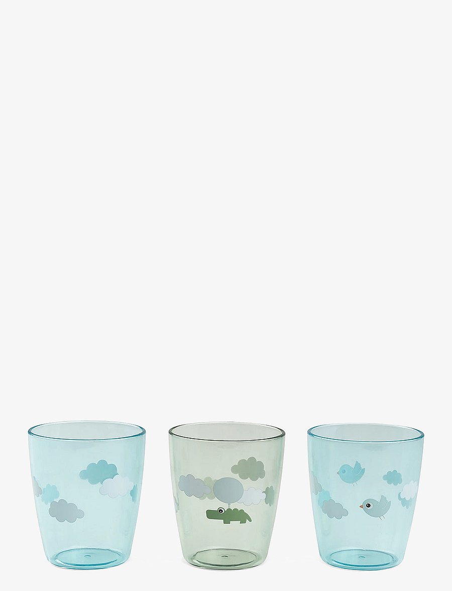 Done by Deer - Yummy mini glass 3 pcs Happy clouds Green - essgeschirr - green - 0