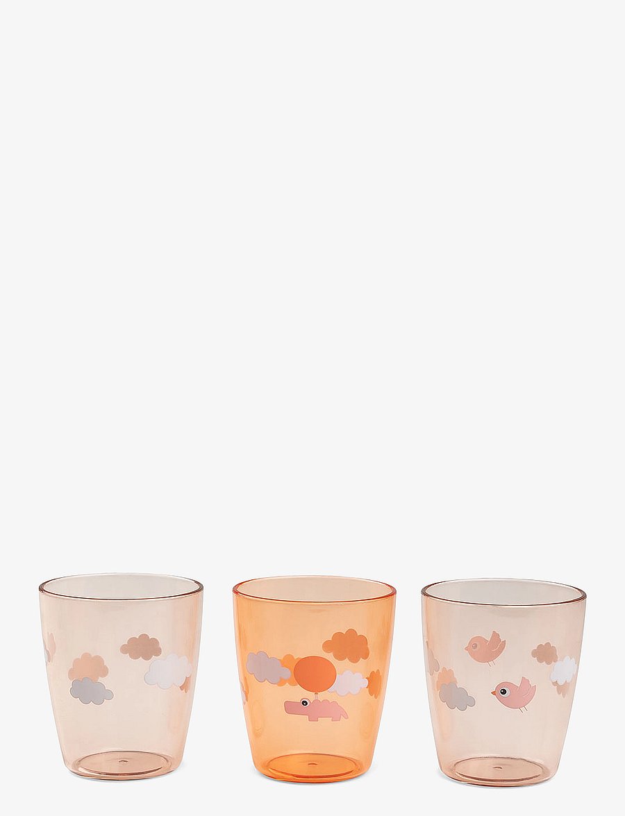 Done by Deer - Yummy mini glass 3 pcs Happy clouds Papaya - serveringsset - papaya - 0