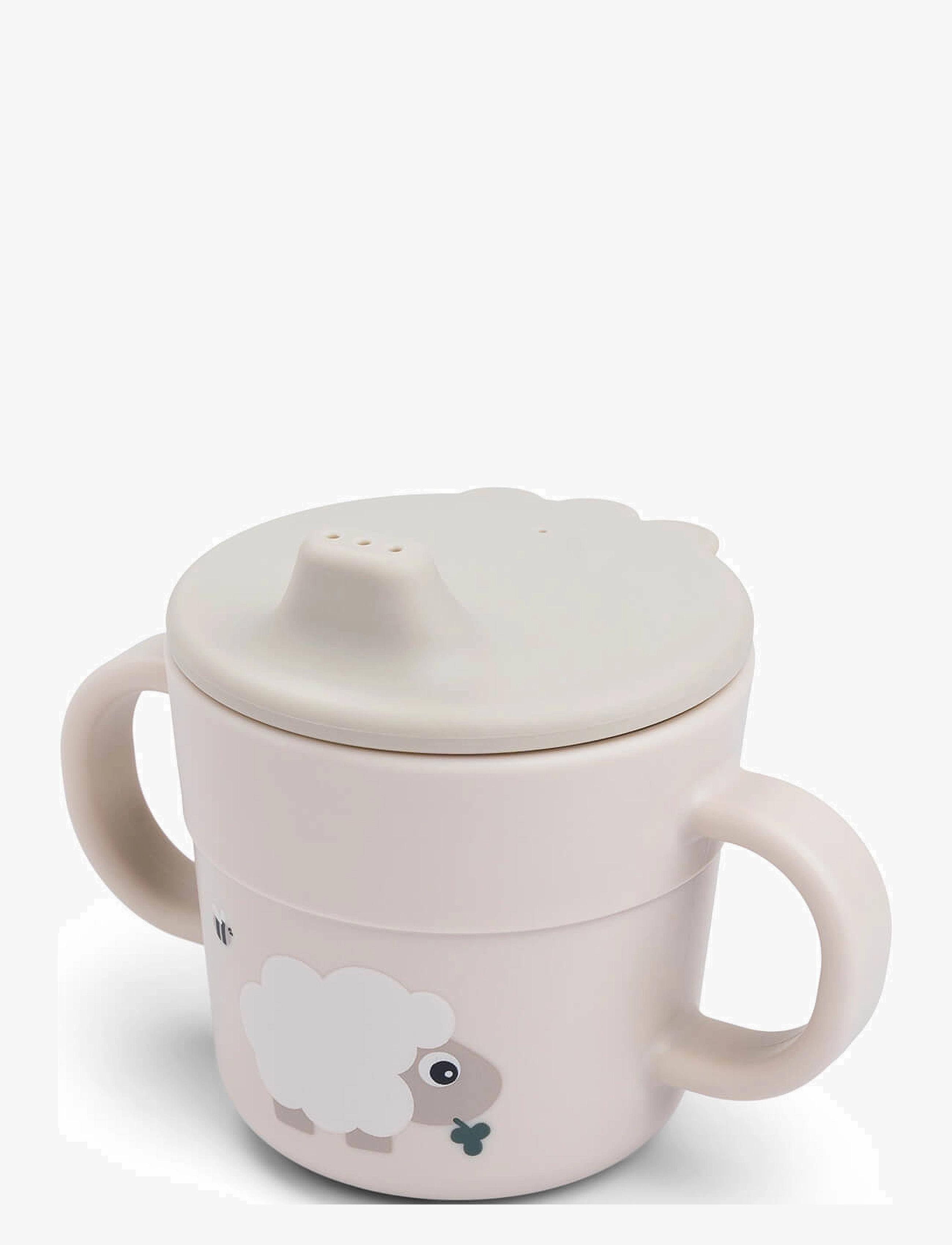 Done by Deer Foodie Spout Cup Tiny Farm Sand, Ø8X H 9 cm.215ml, Meal Time, Beige - Cups & Mugs, Kinder