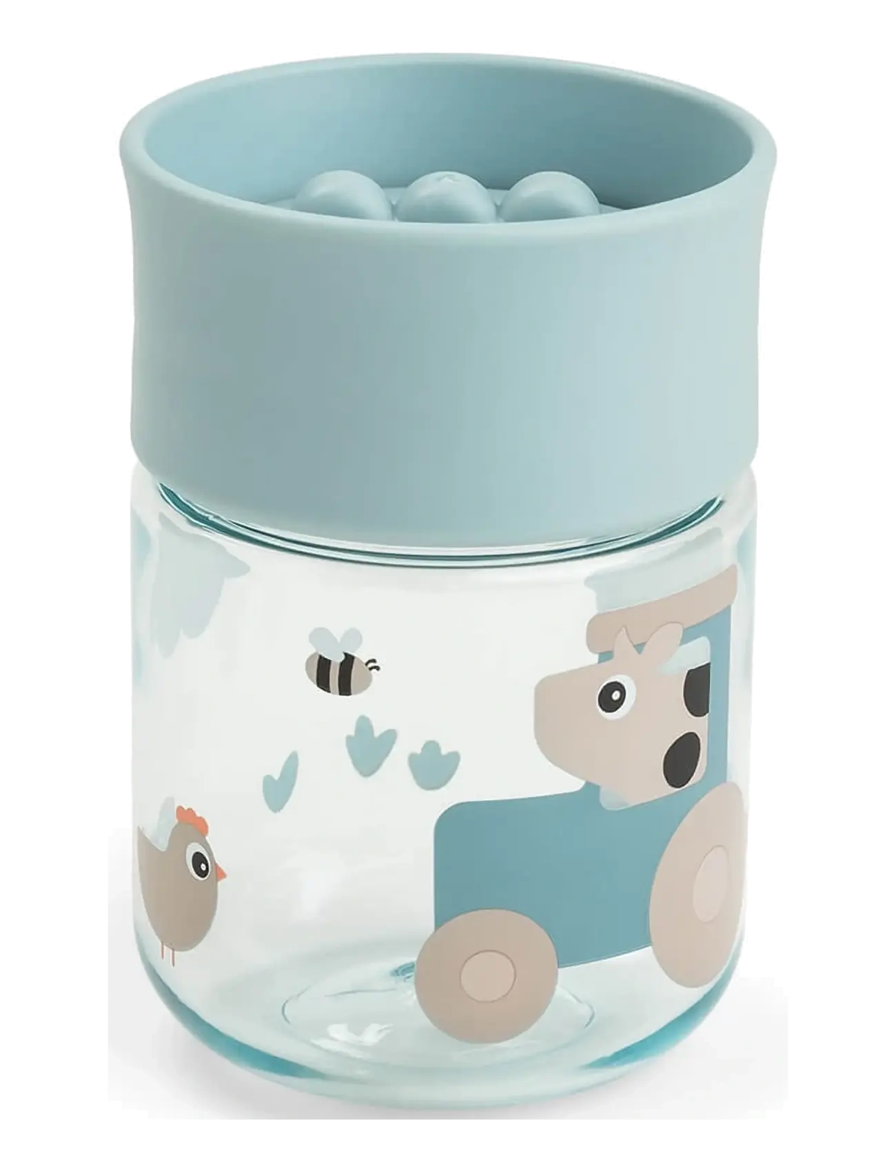 Done by Deer Learning Cup 360° Tiny Farm Blue, Kop & Mugs, Blå, Str: Ø 7.5X H 11CM