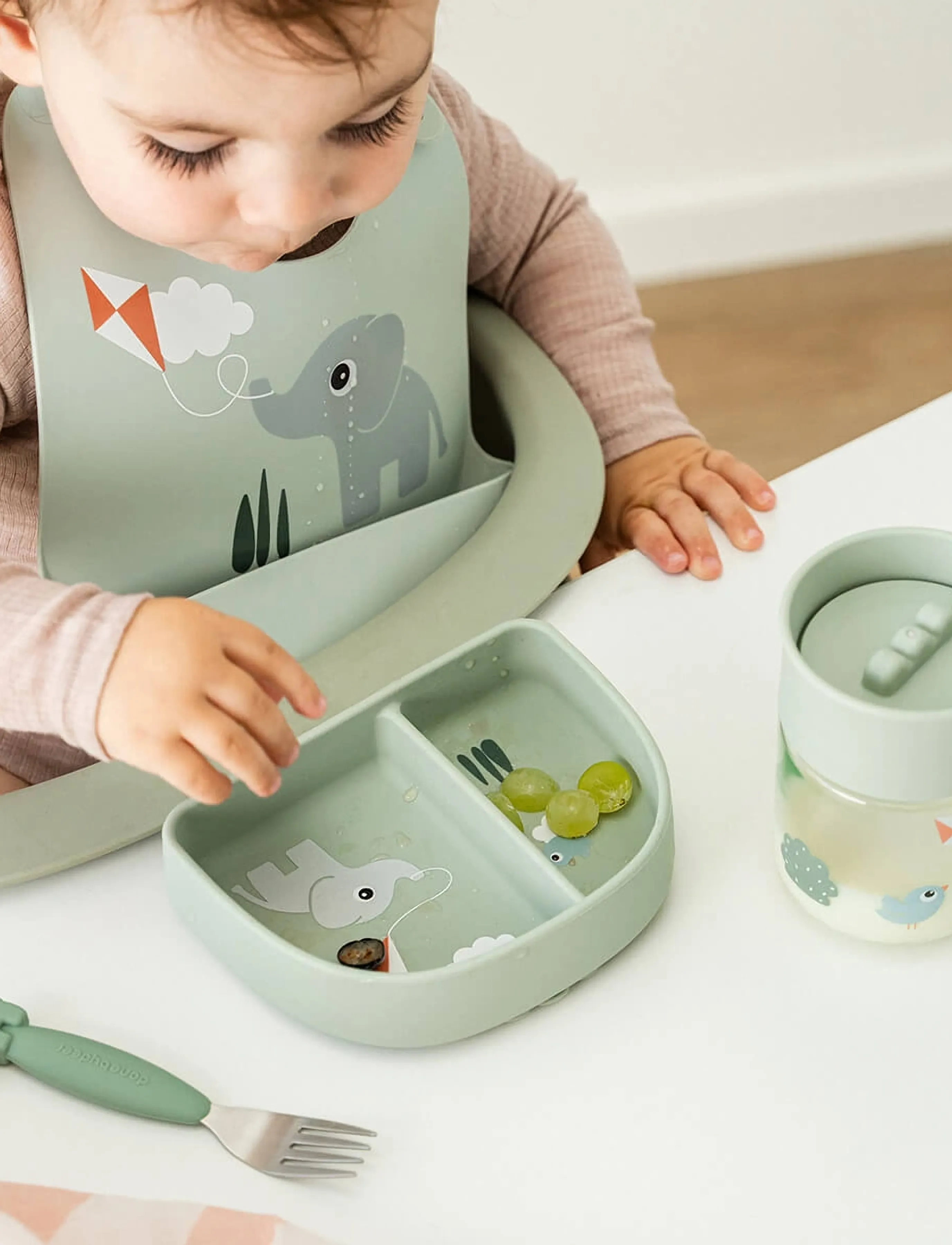 Done by Deer Learning Cup 360° Playground Green, Ø 7.5X H 11 cm, Baby Feeding, Grün - Sippy Cups, Kinder