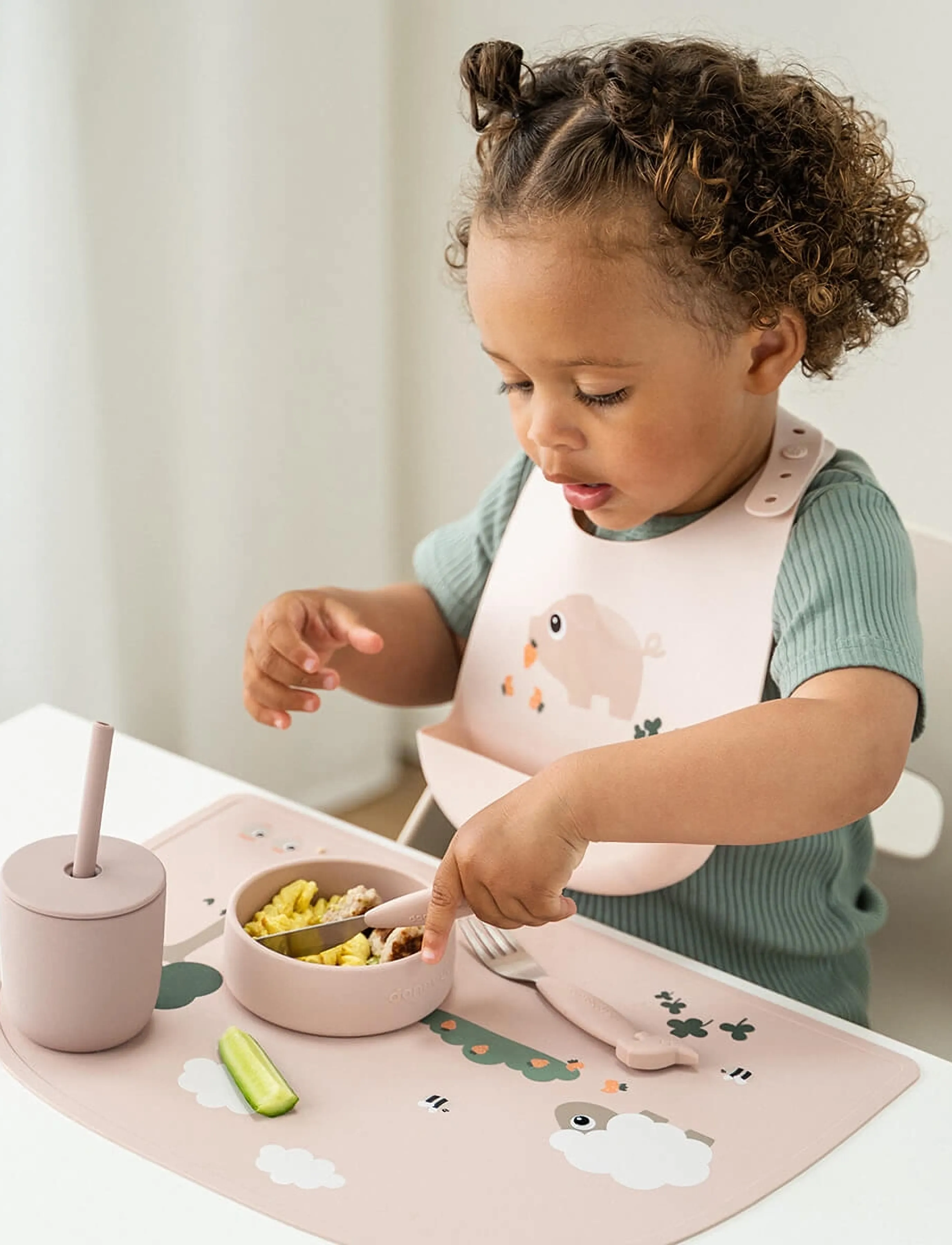 Done by Deer - Silicone straw cup 2-pack Tiny farm Powder - schnabeltassen - powder - 3