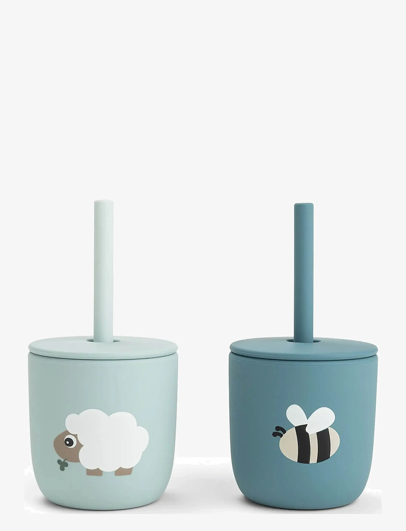 Done by Deer - Silicone straw cup 2-pack Tiny farm Blue - tassid ja kruusid - blue - 1