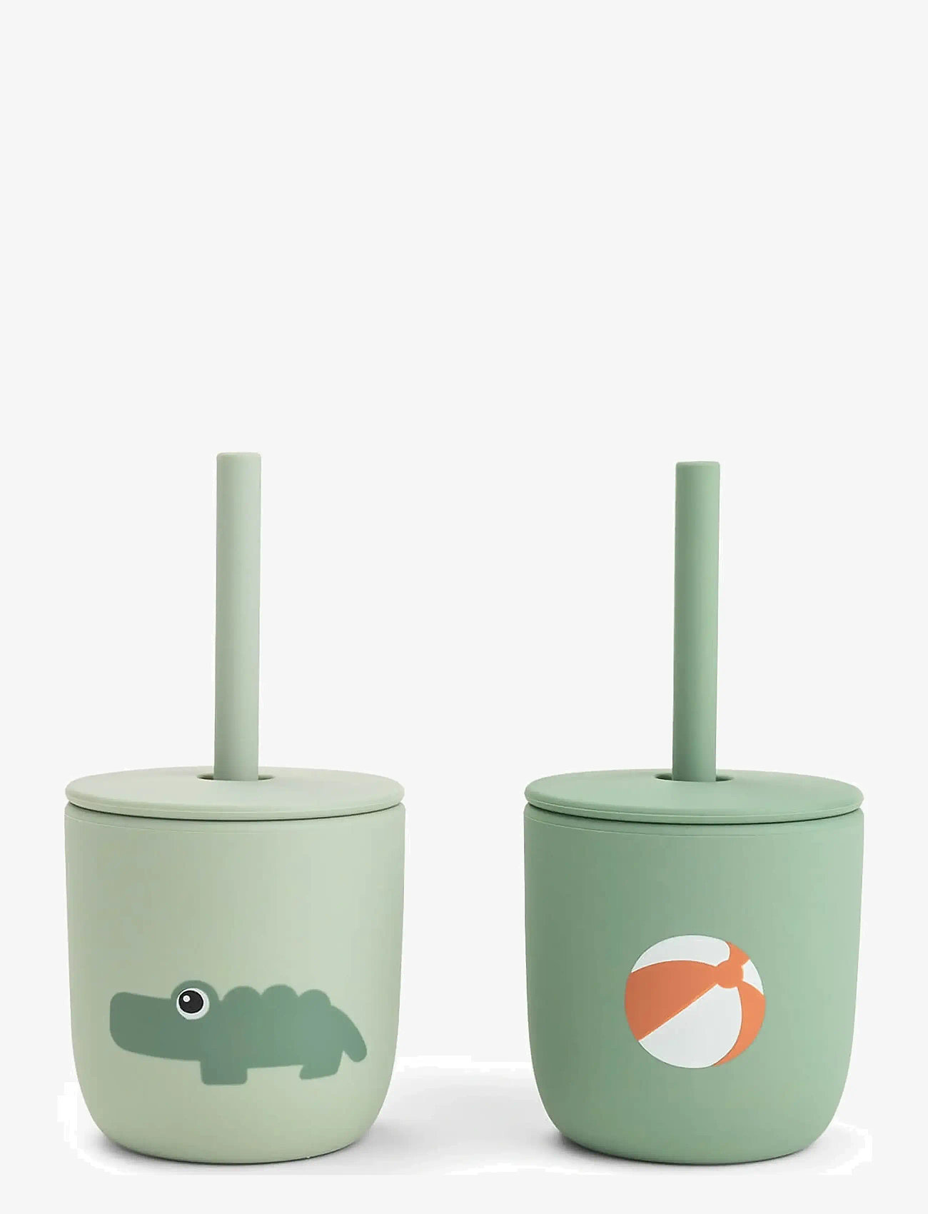 Done by Deer - Silicone straw cup 2-pack Playground Green - sippy cups - green - 1