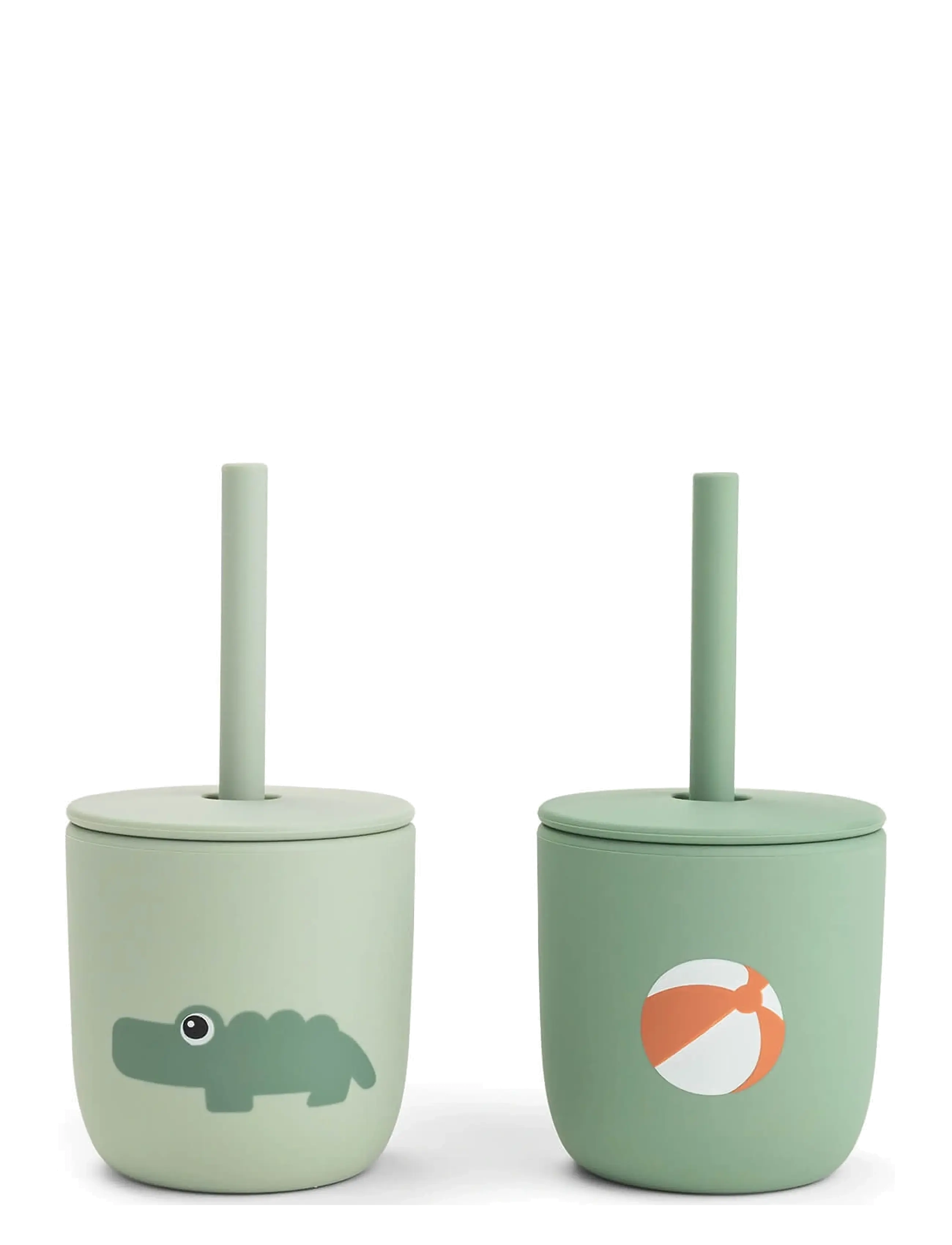 Done by Deer Silicone straw cup 2-pack Playground Green - Pipmuggar - GREEN / green