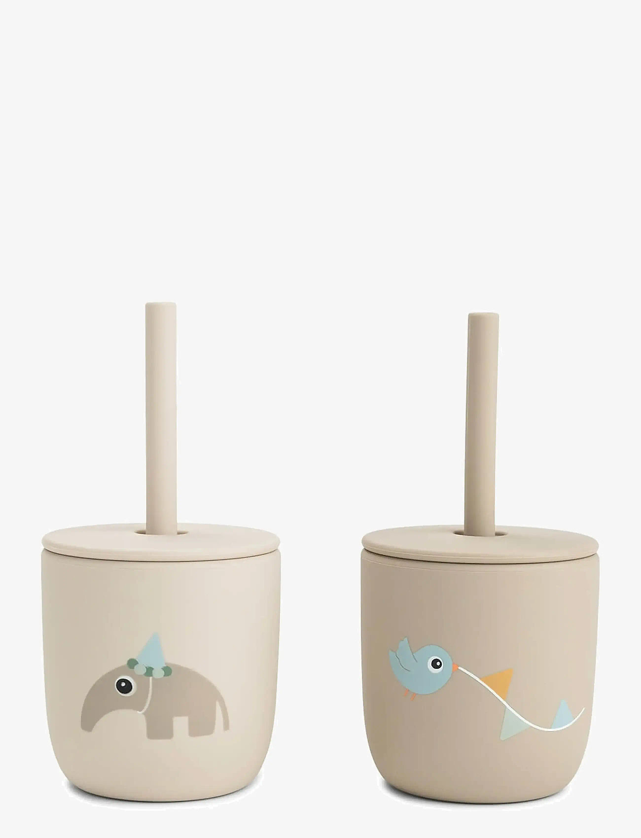 Done by Deer - Silicone straw cup 2-pack Celebration Sand - tassid ja kruusid - sand - 1
