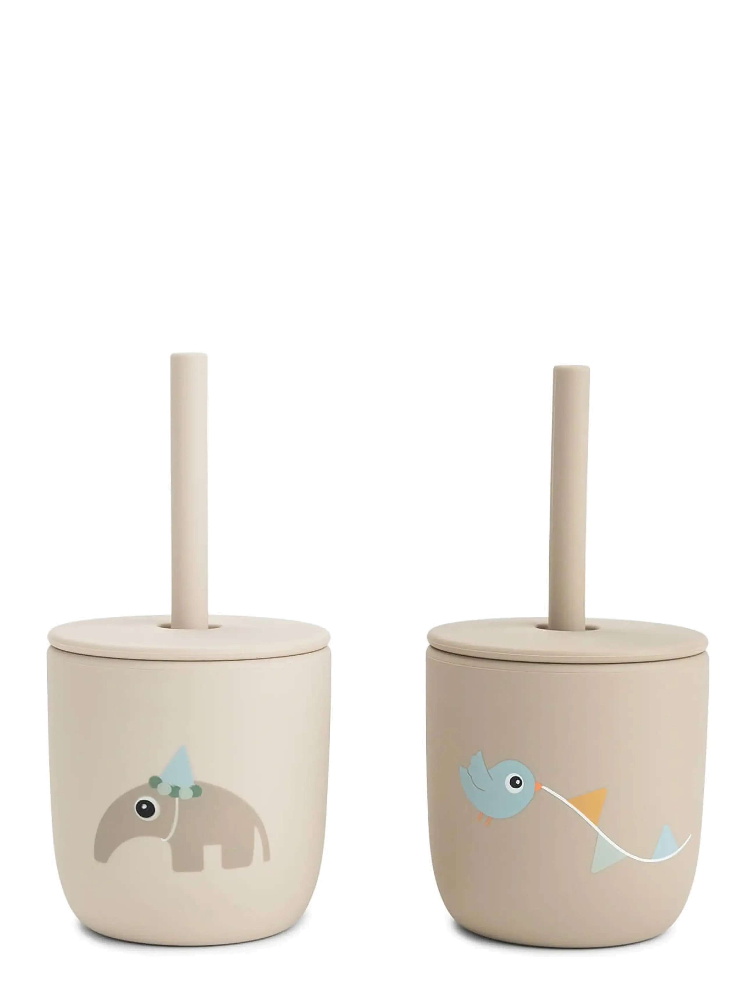 Done by Deer Silicone straw cup 2-pack Celebration Sand - Matdags - SAND / beige