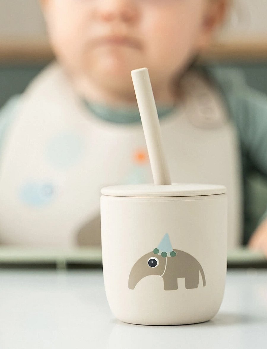 Done by Deer - Silicone straw cup 2-pack Celebration Sand - tassid ja kruusid - sand - 3