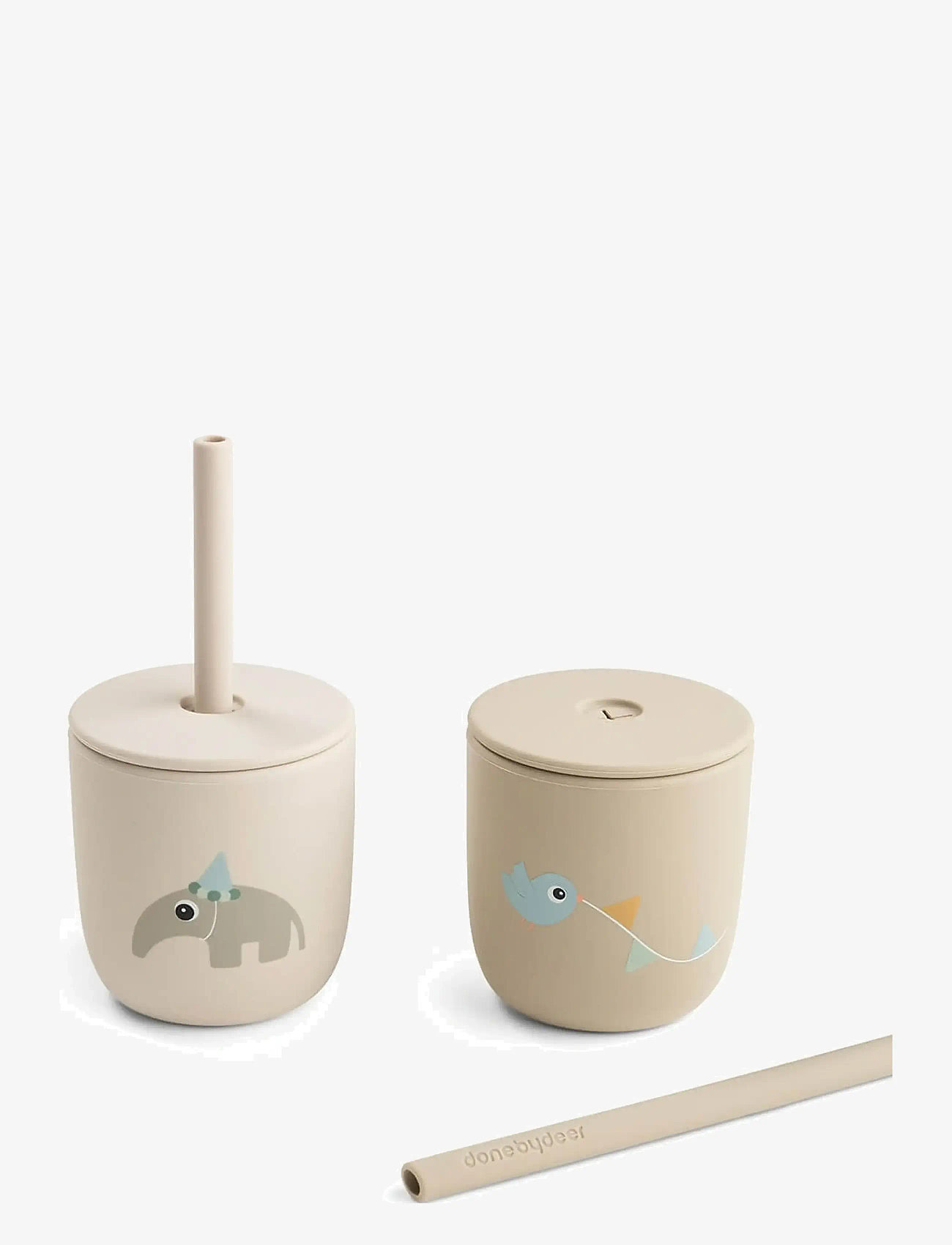 Done by Deer - Silicone straw cup 2-pack Celebration Sand - tassid ja kruusid - sand - 2